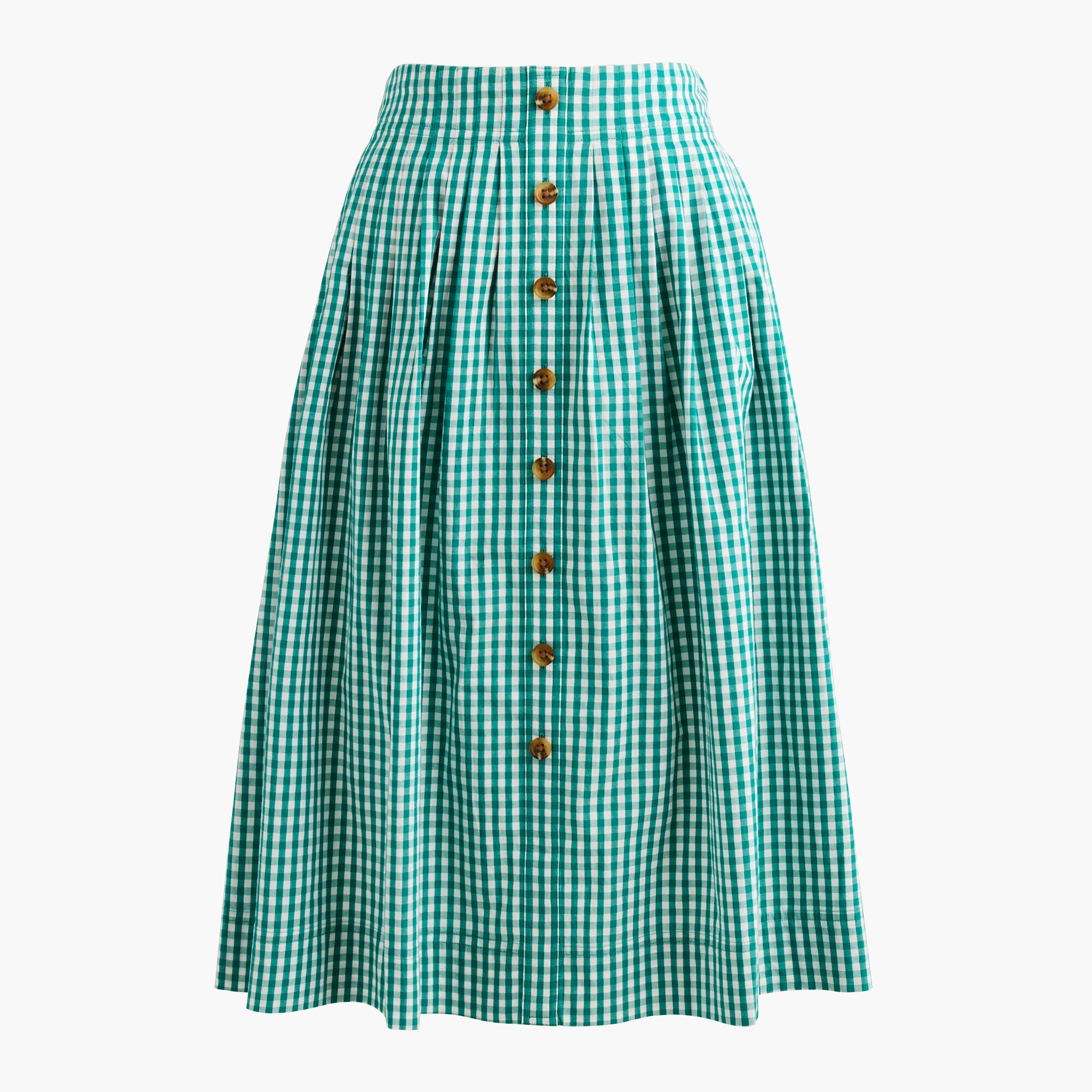 Pleated button-front midi skirt
