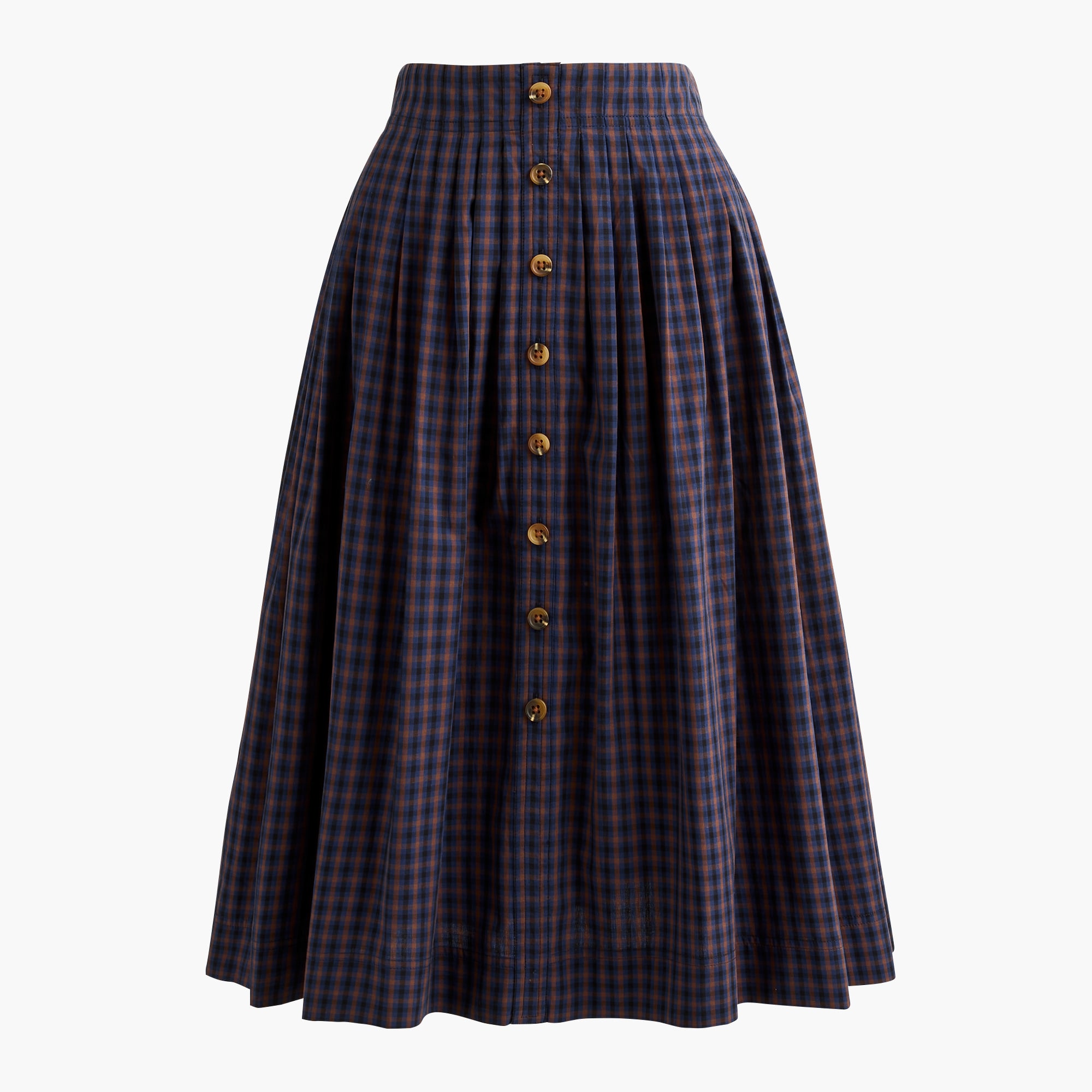 Pleated button-front midi skirt