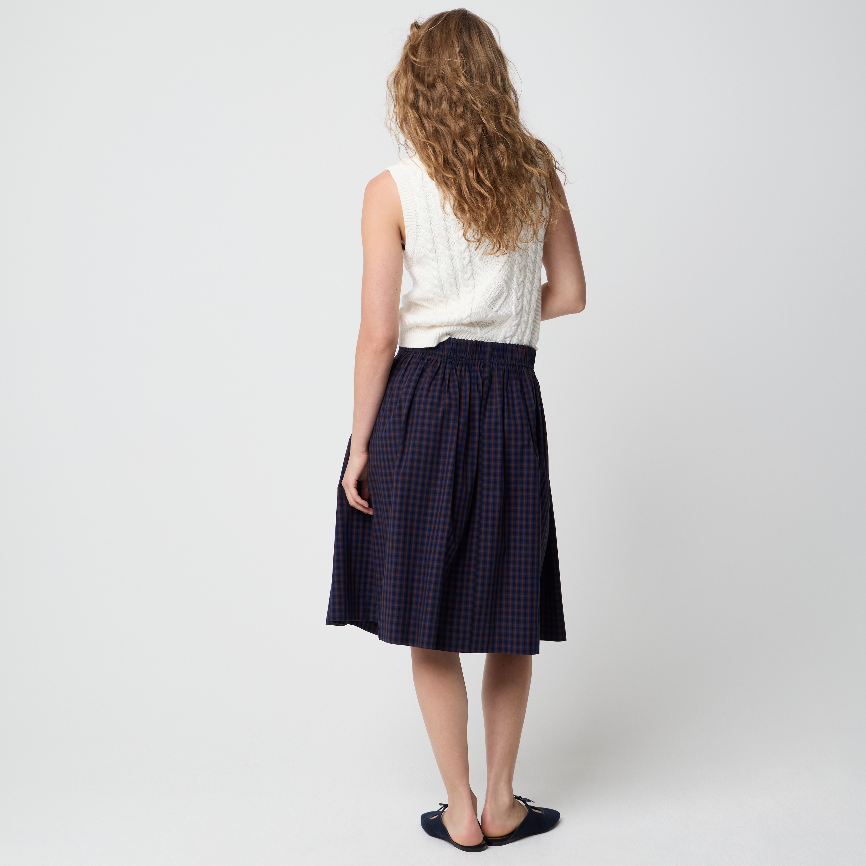 Pleated button-front midi skirt