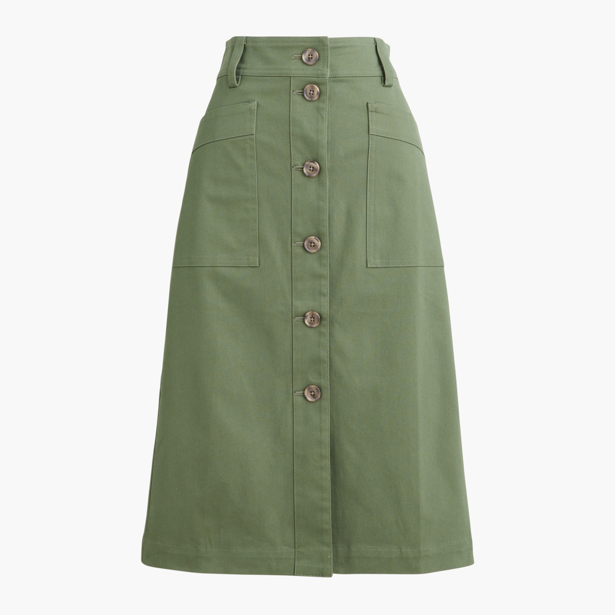 Utility button-front midi skirt