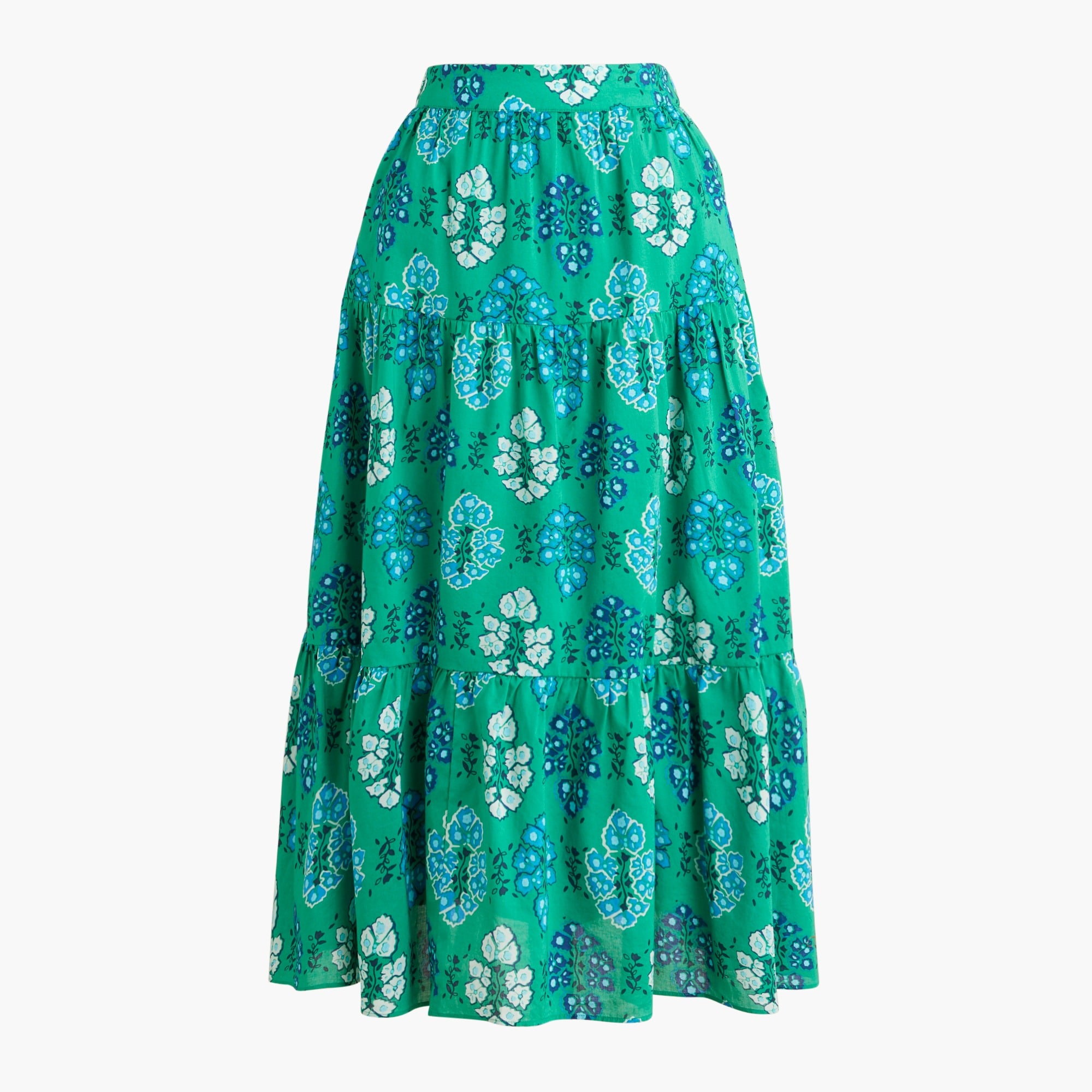 Printed tiered midi skirt