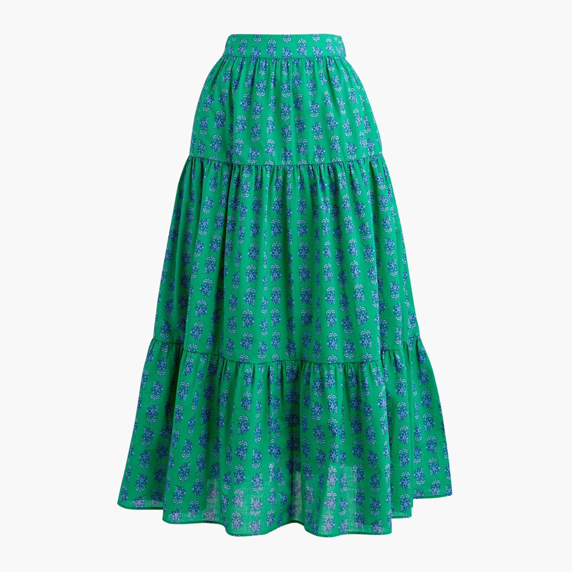 Printed tiered midi skirt