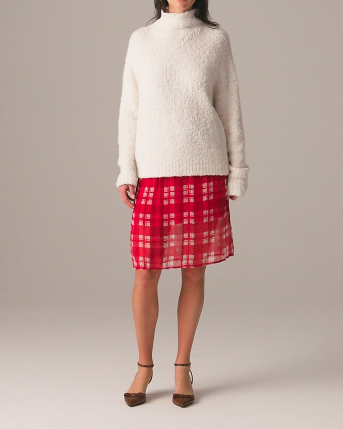 J.Crew: Gwen Knee-length Layered Slip Skirt In Plaid Crinkle J.Crew: Gwen Knee-length Layered Slip Skirt In Plaid Crinkle