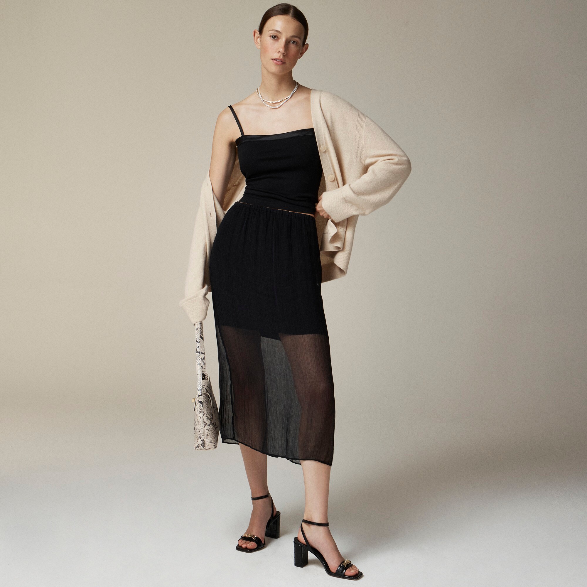  Gwyneth layered slip skirt in crinkle chiffon