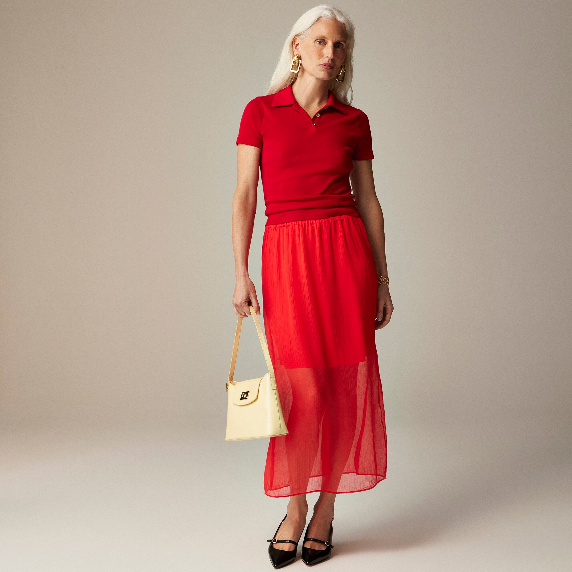  Gwyneth layered slip skirt in crinkle chiffon