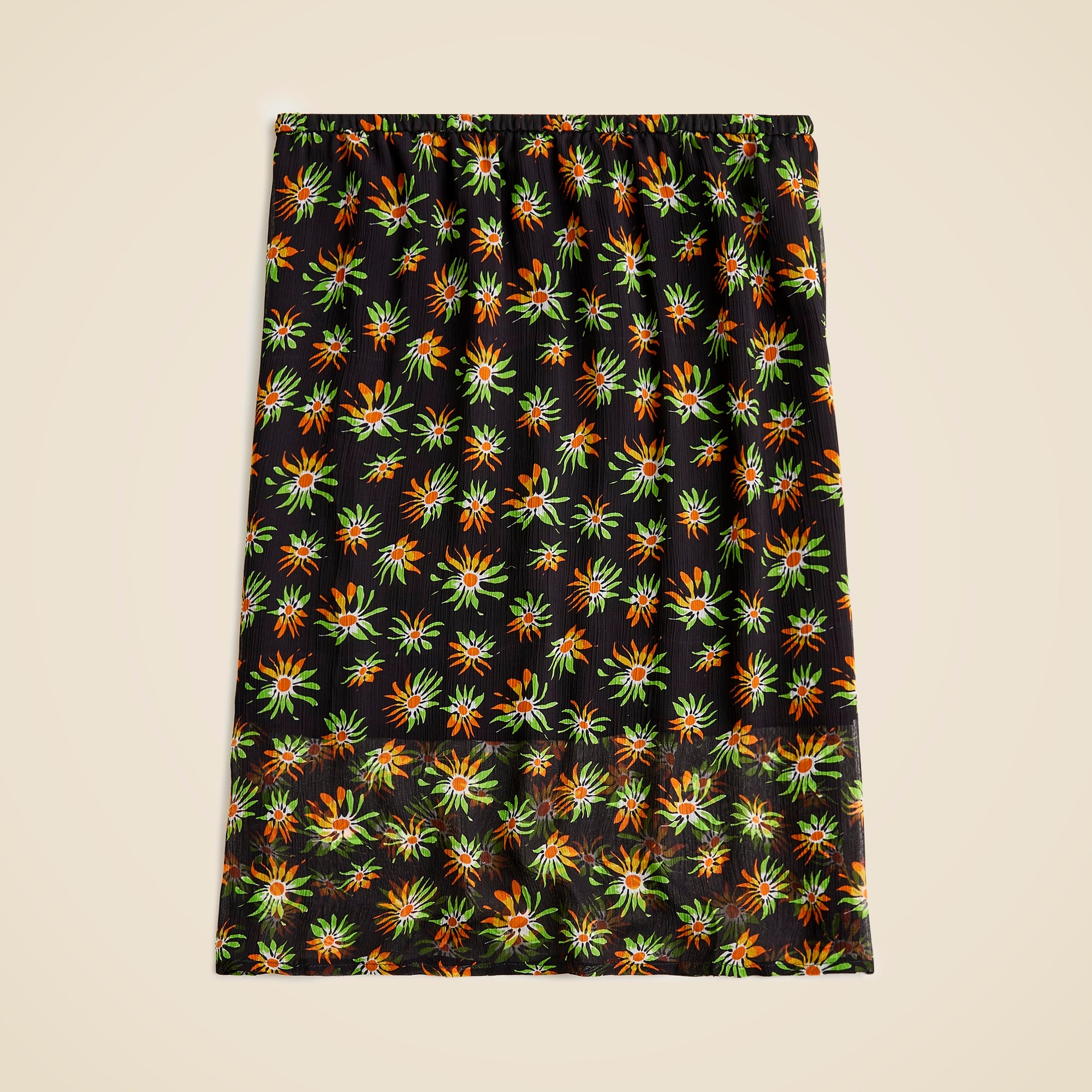 Gwen knee-length layered slip skirt in crinkle chiffon