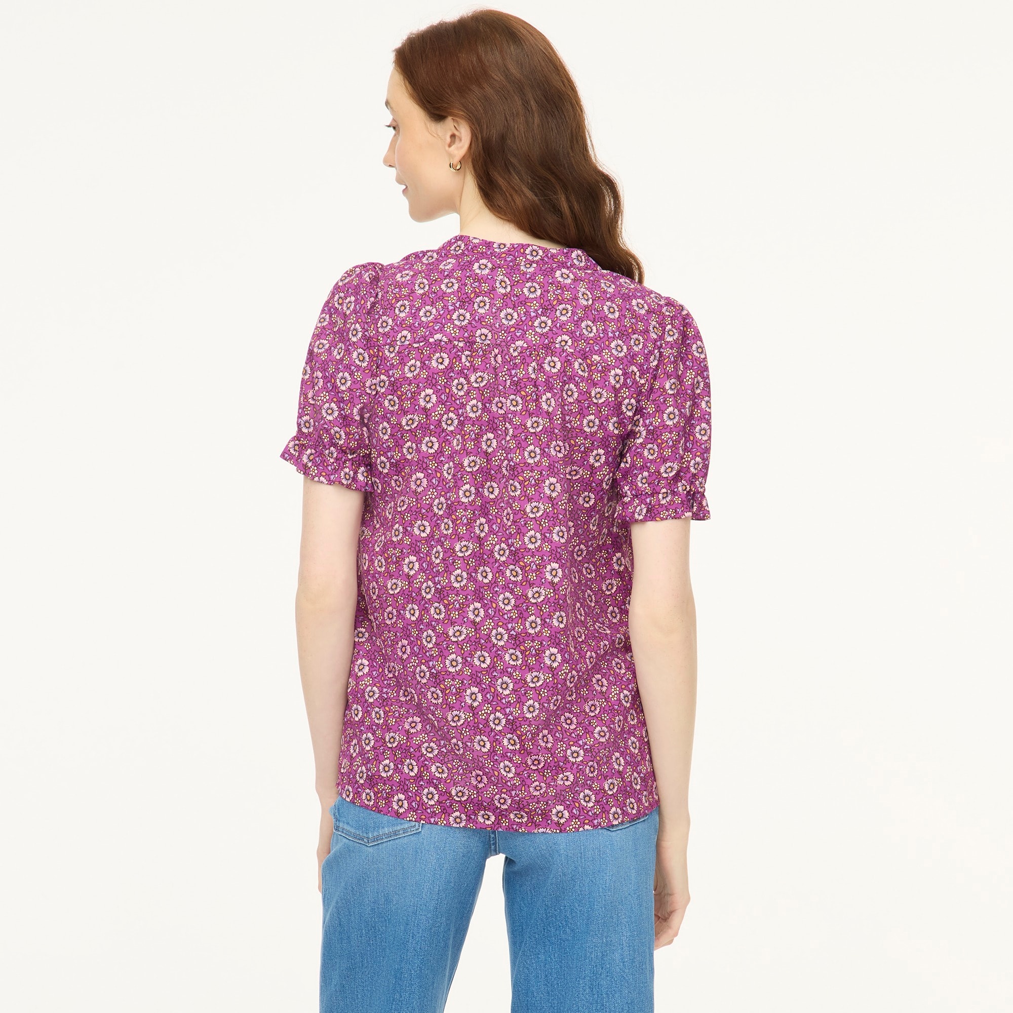Printed puff-sleeve blouse