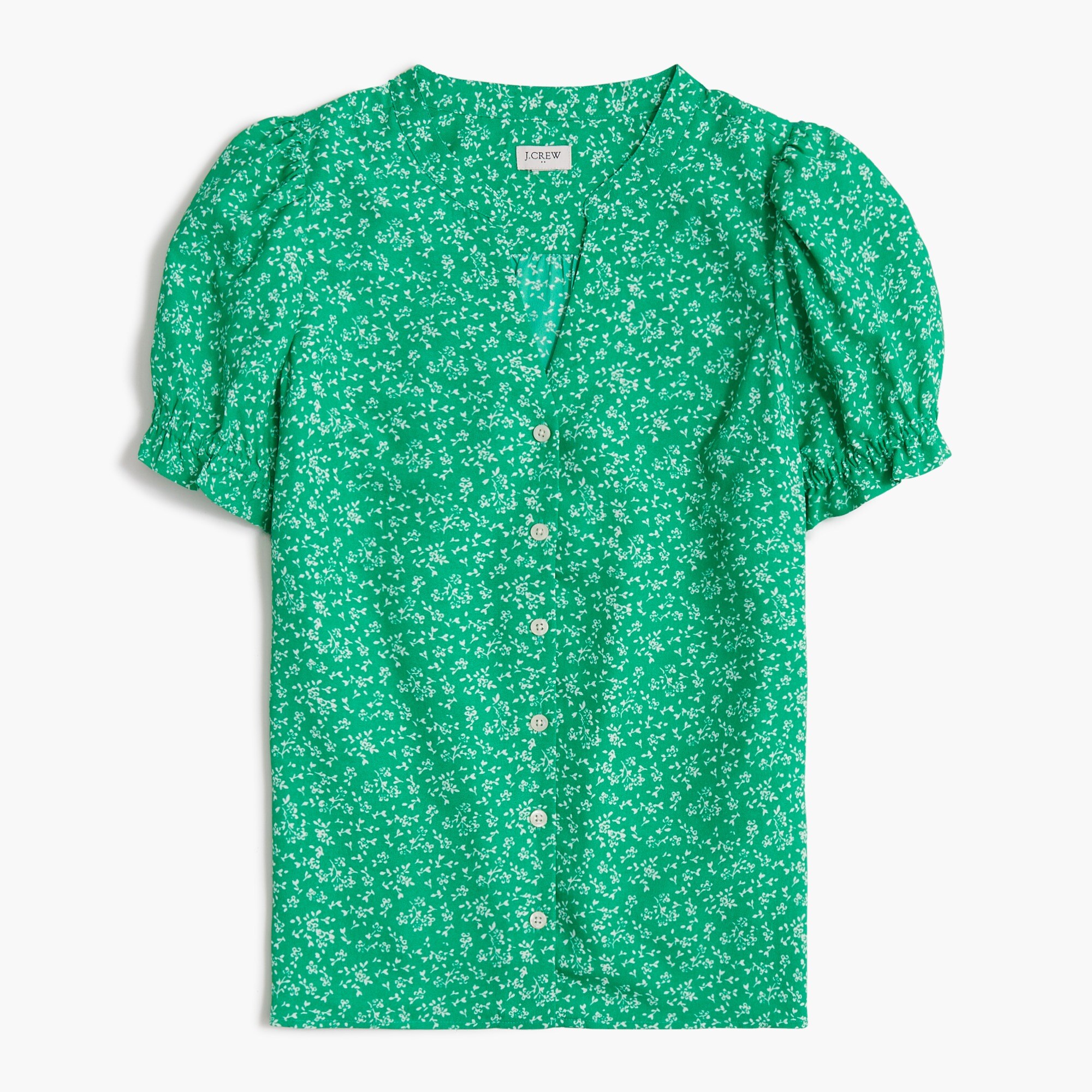 Printed puff-sleeve blouse