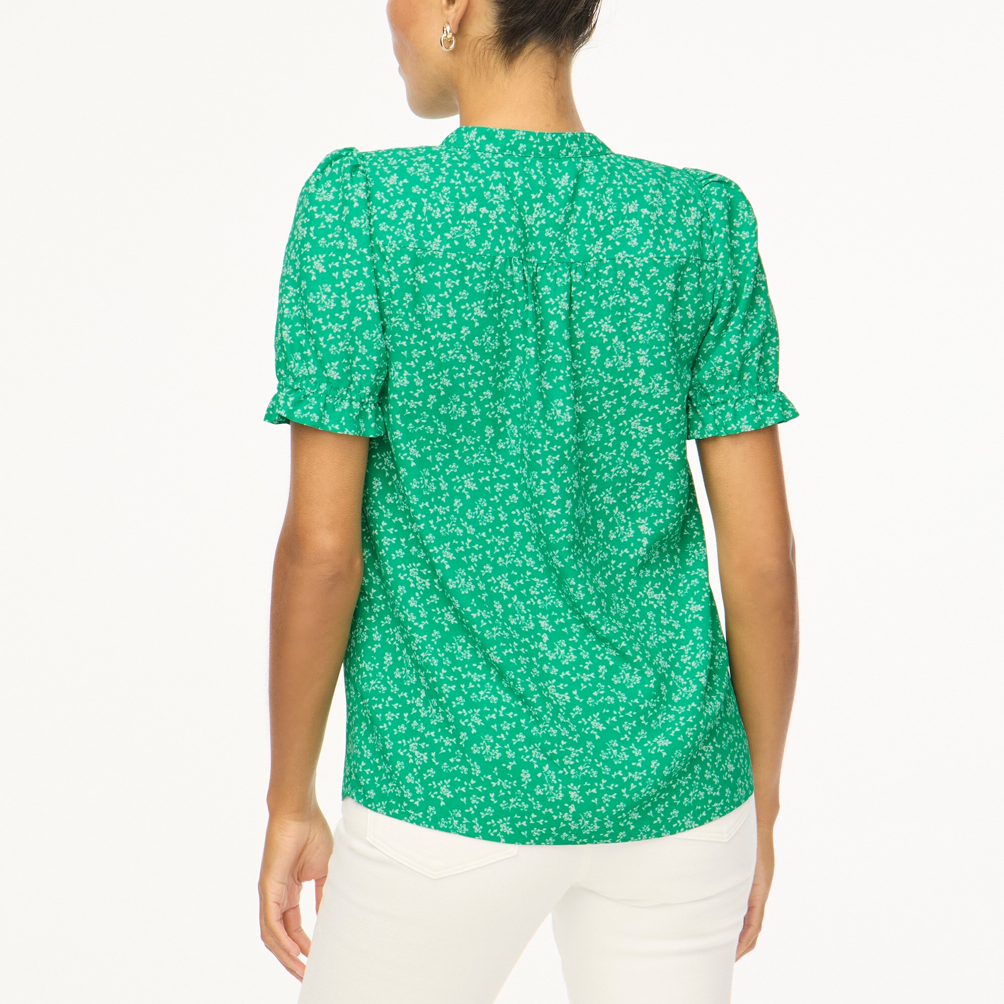 Factory: Printed Puff-sleeve Blouse For Women