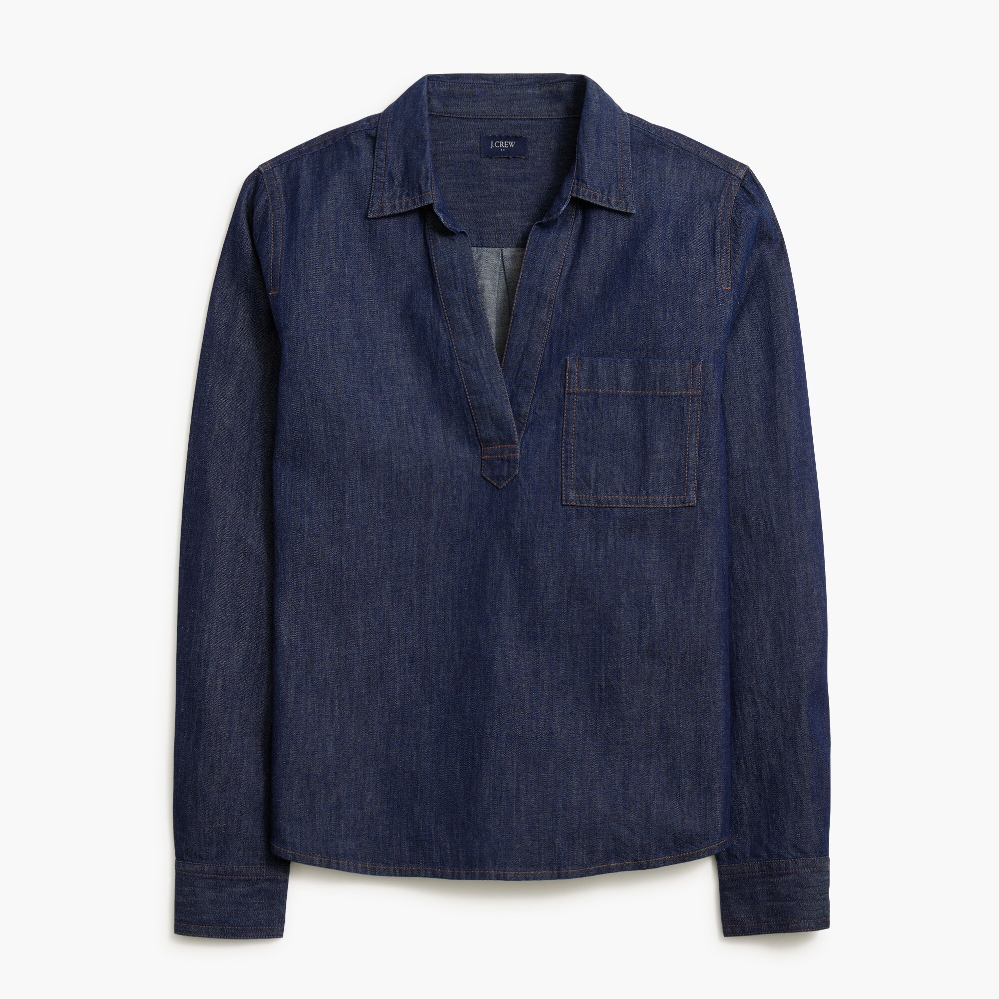modern chambray popover top for women