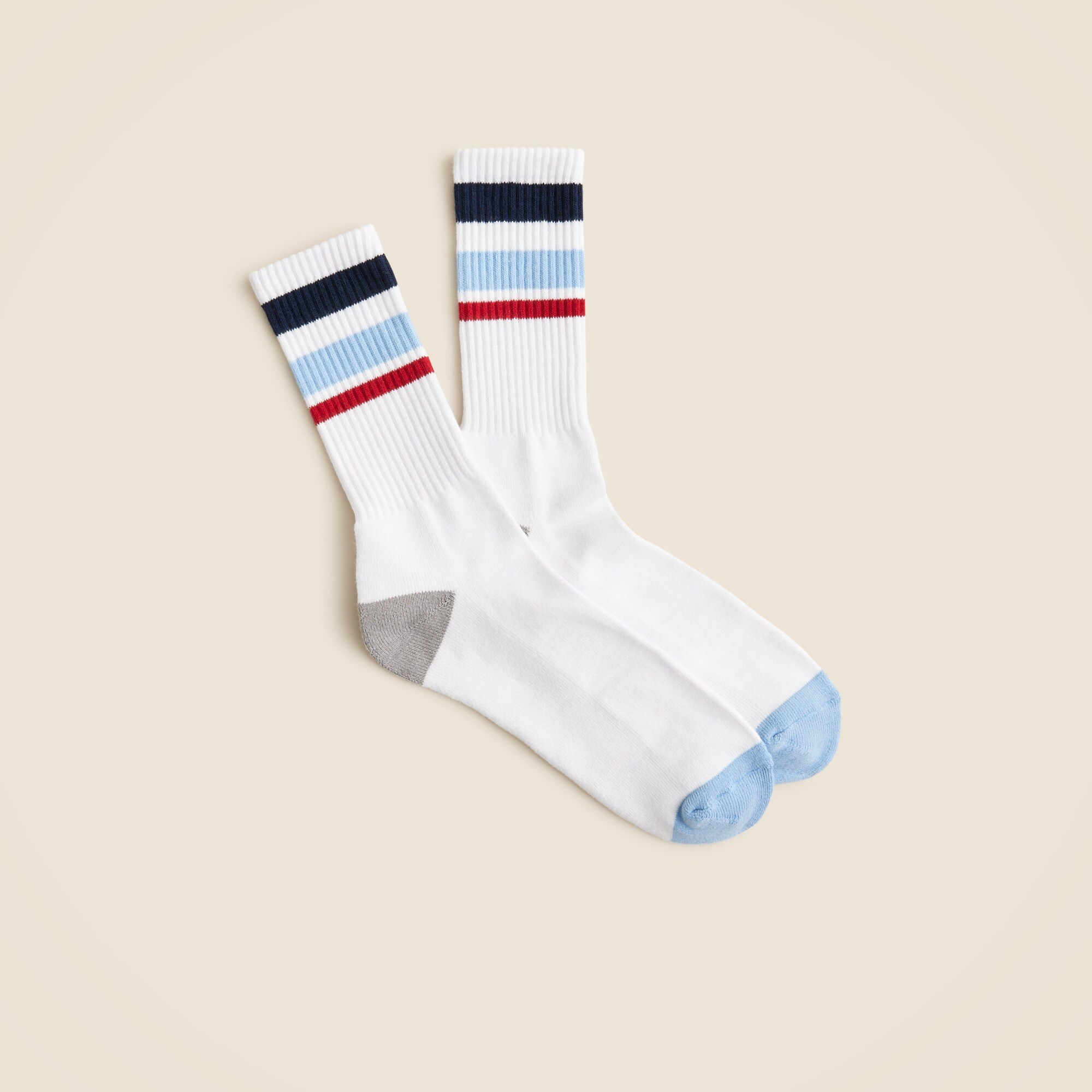 mens Athletic crew socks in gym stripe with COOLMAX&reg; technology