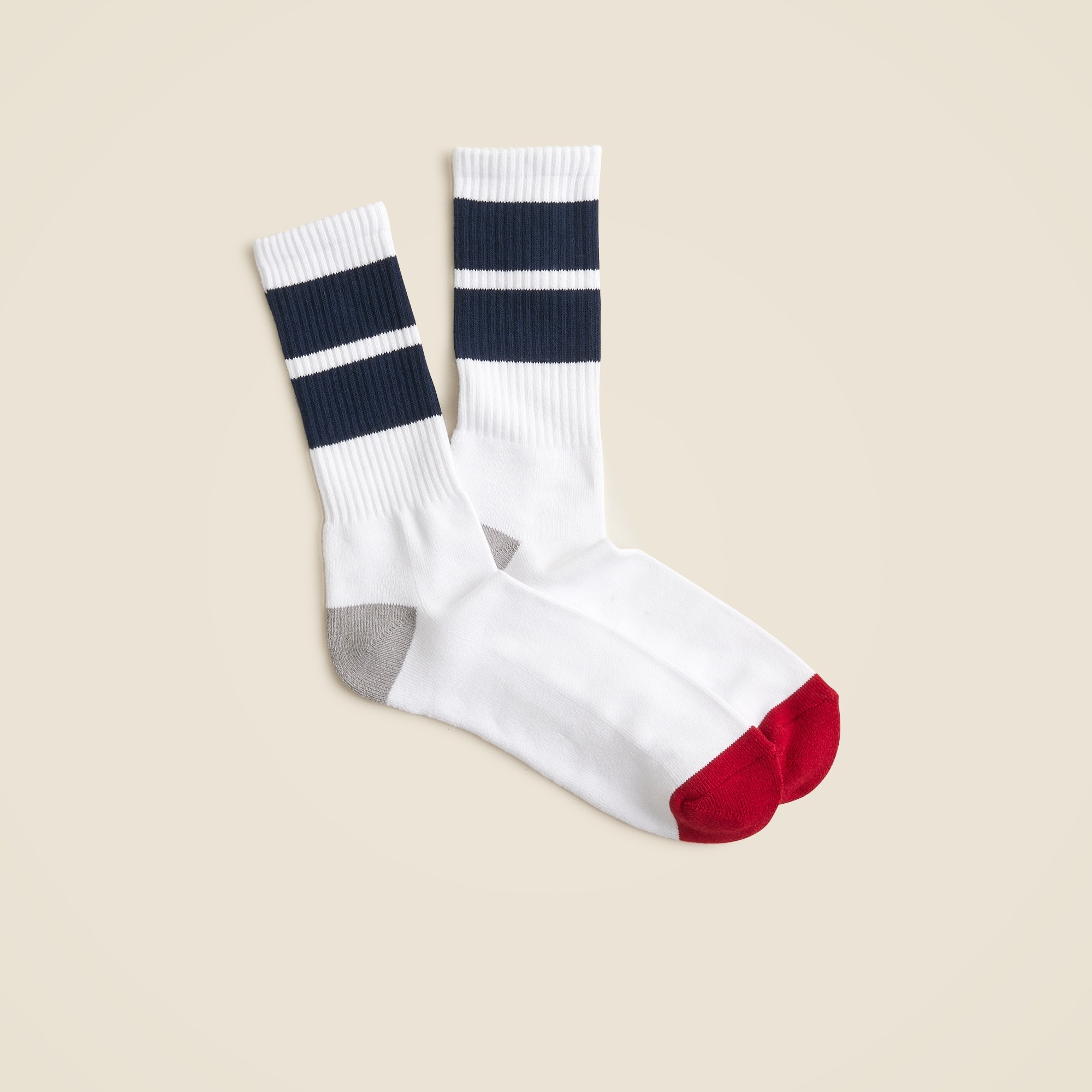mens Athletic crew socks in gym stripe with COOLMAX&reg; technology