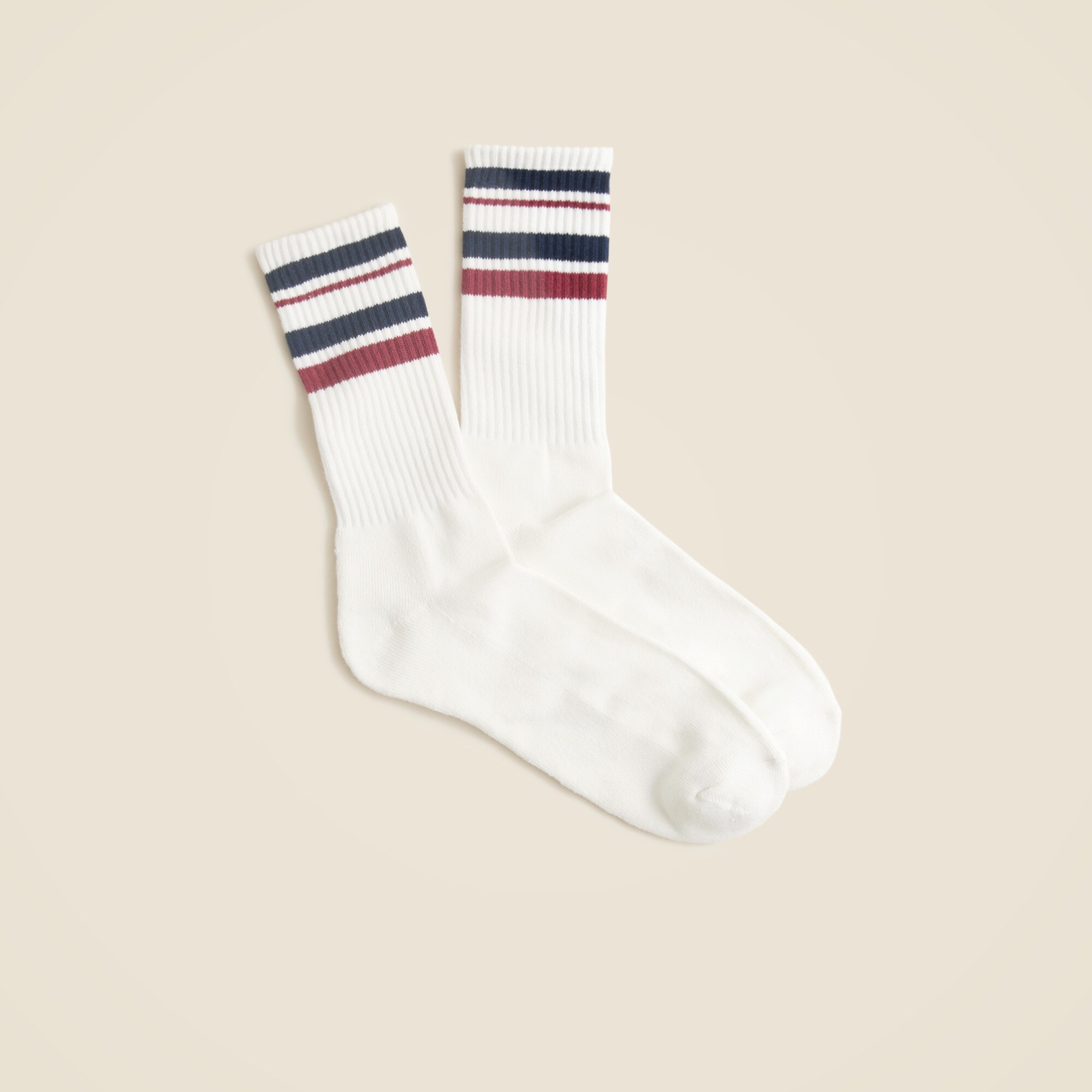 mens Athletic crew socks in gym stripe with COOLMAX&reg; technology