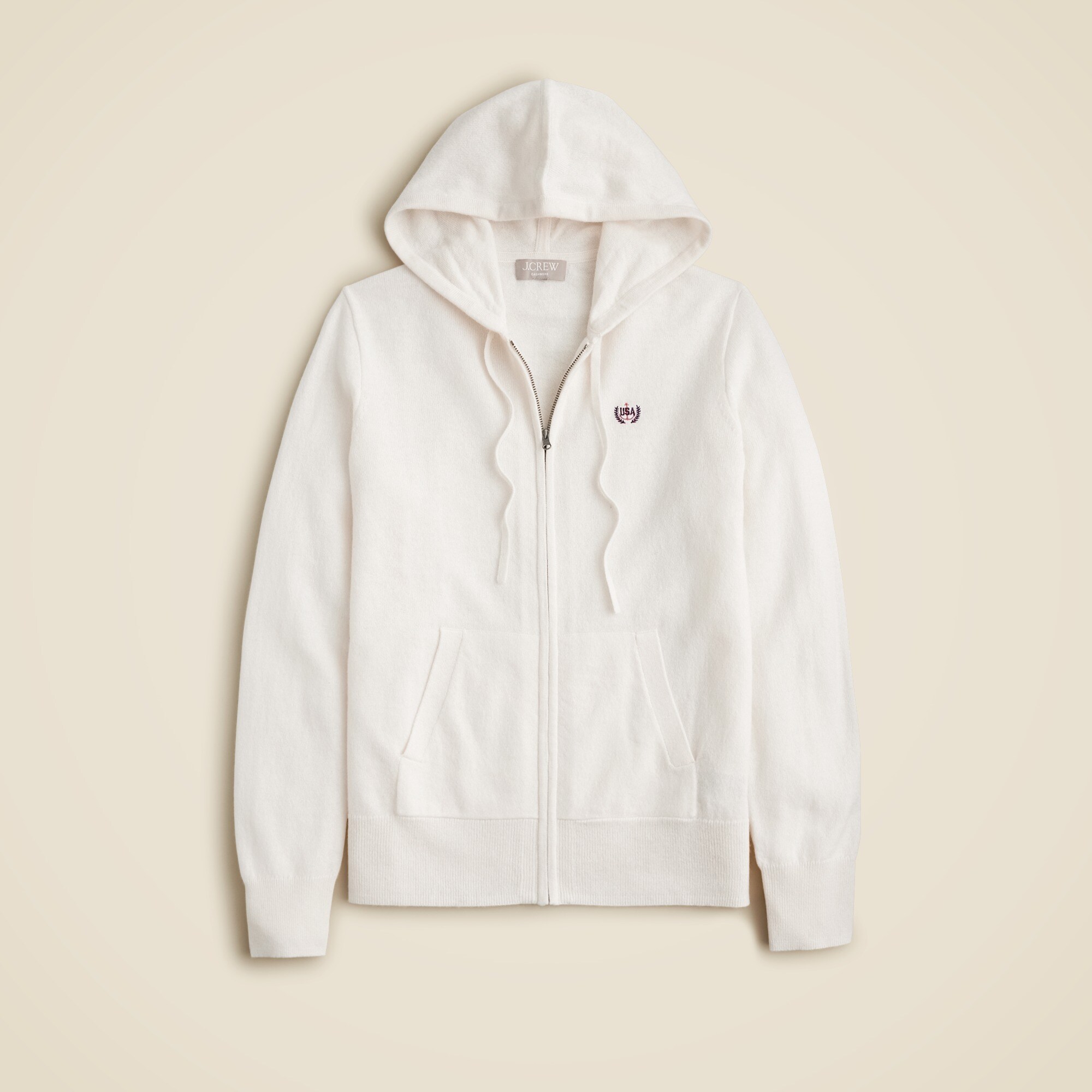 J.Crew Limited edition USA Swimming X J.Crew Cashmere Zip front Sweater Hoodie For Women