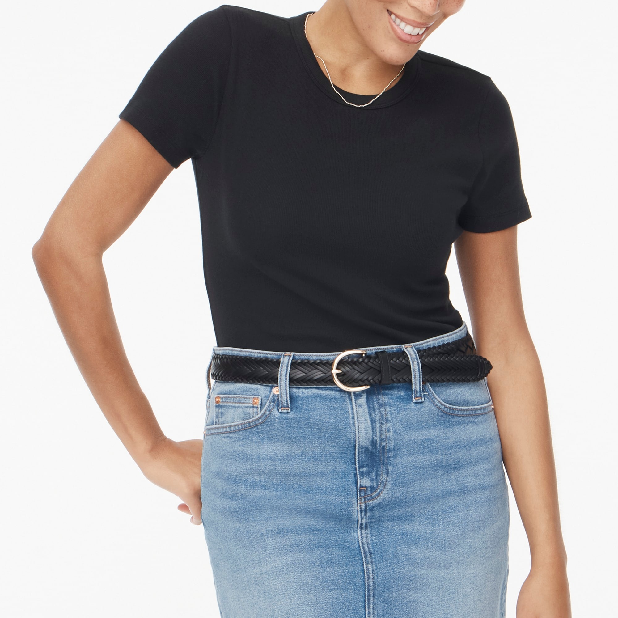 womens Short-sleeve ribbed crewneck tee