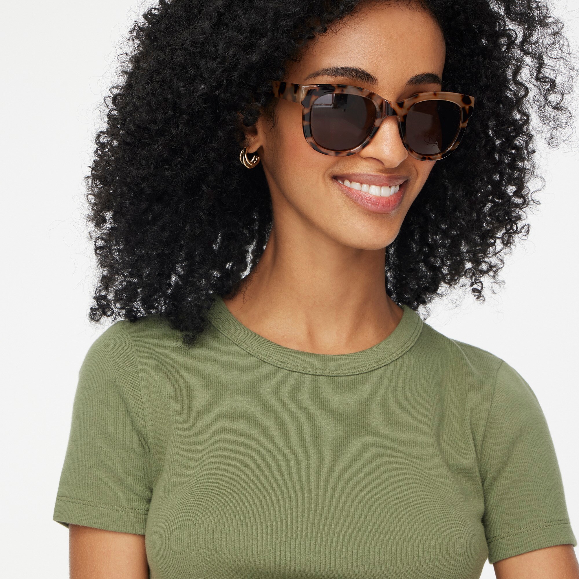 Short-sleeve ribbed crewneck tee