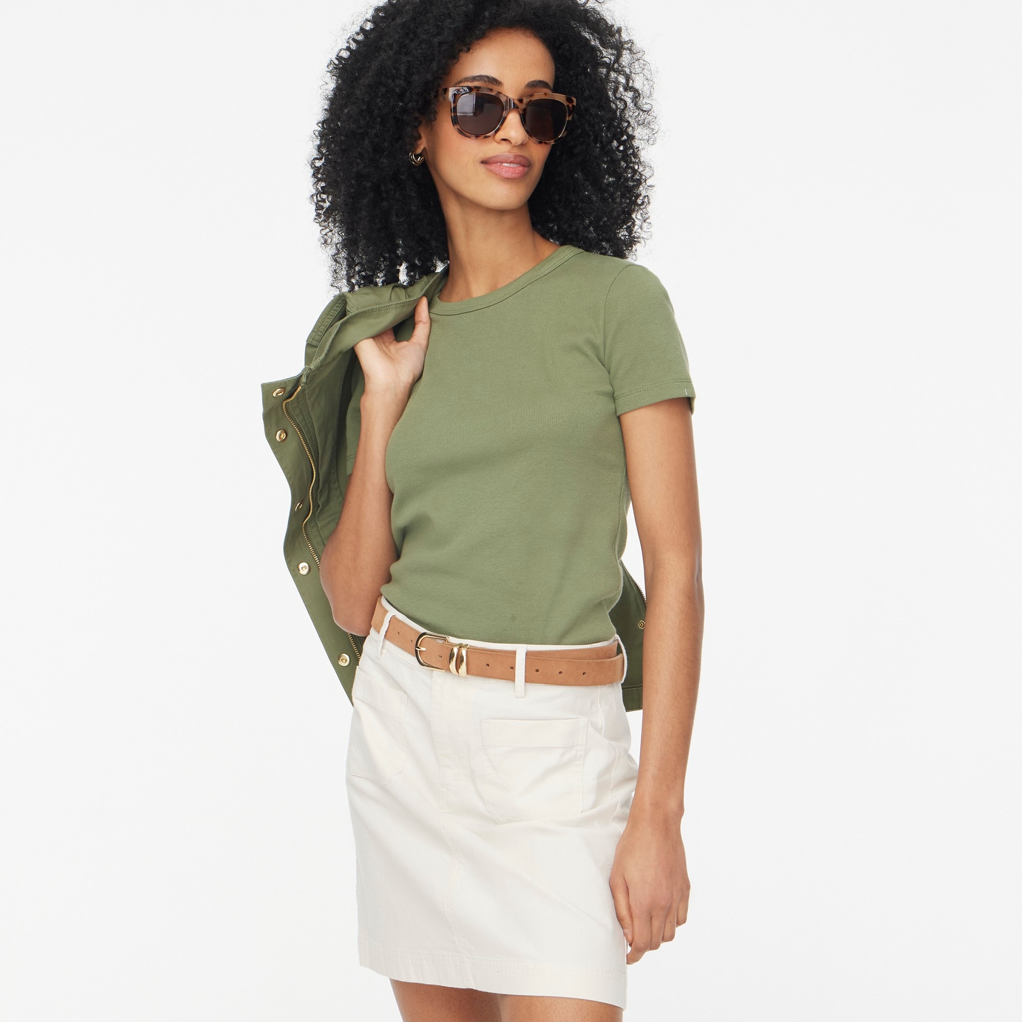 womens Short-sleeve ribbed crewneck tee