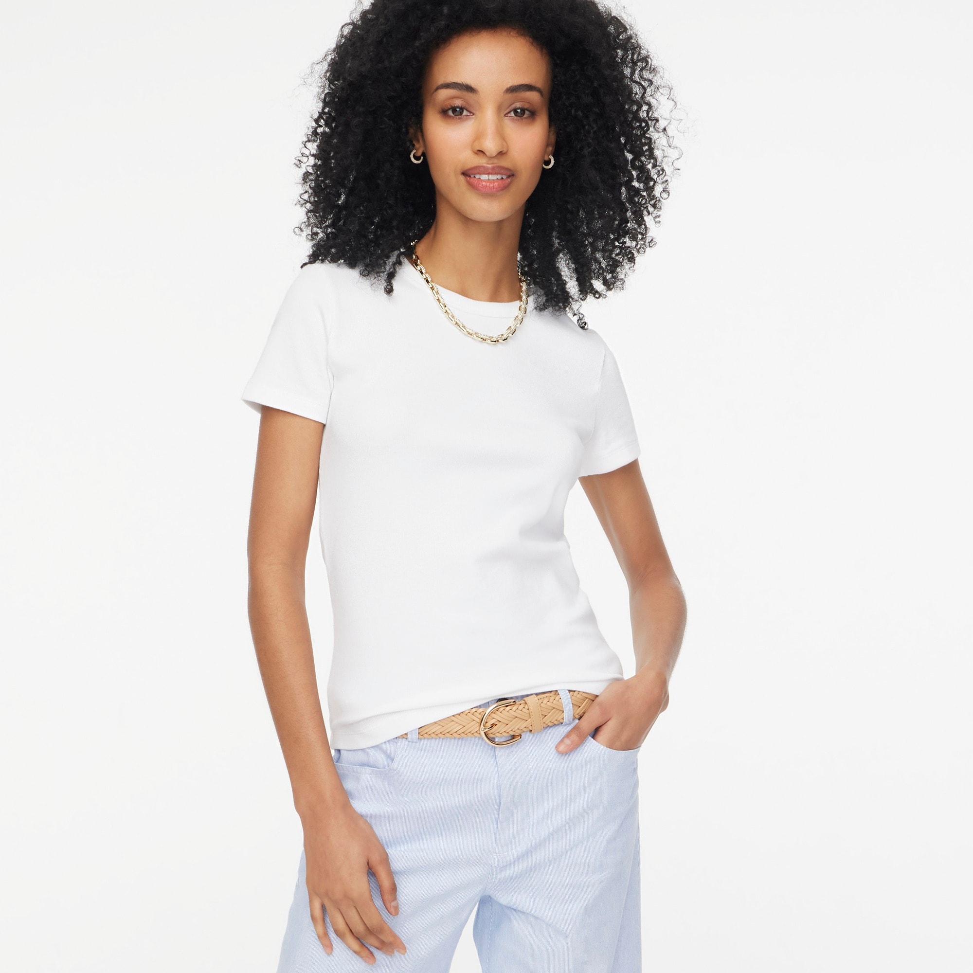womens Short-sleeve ribbed crewneck tee