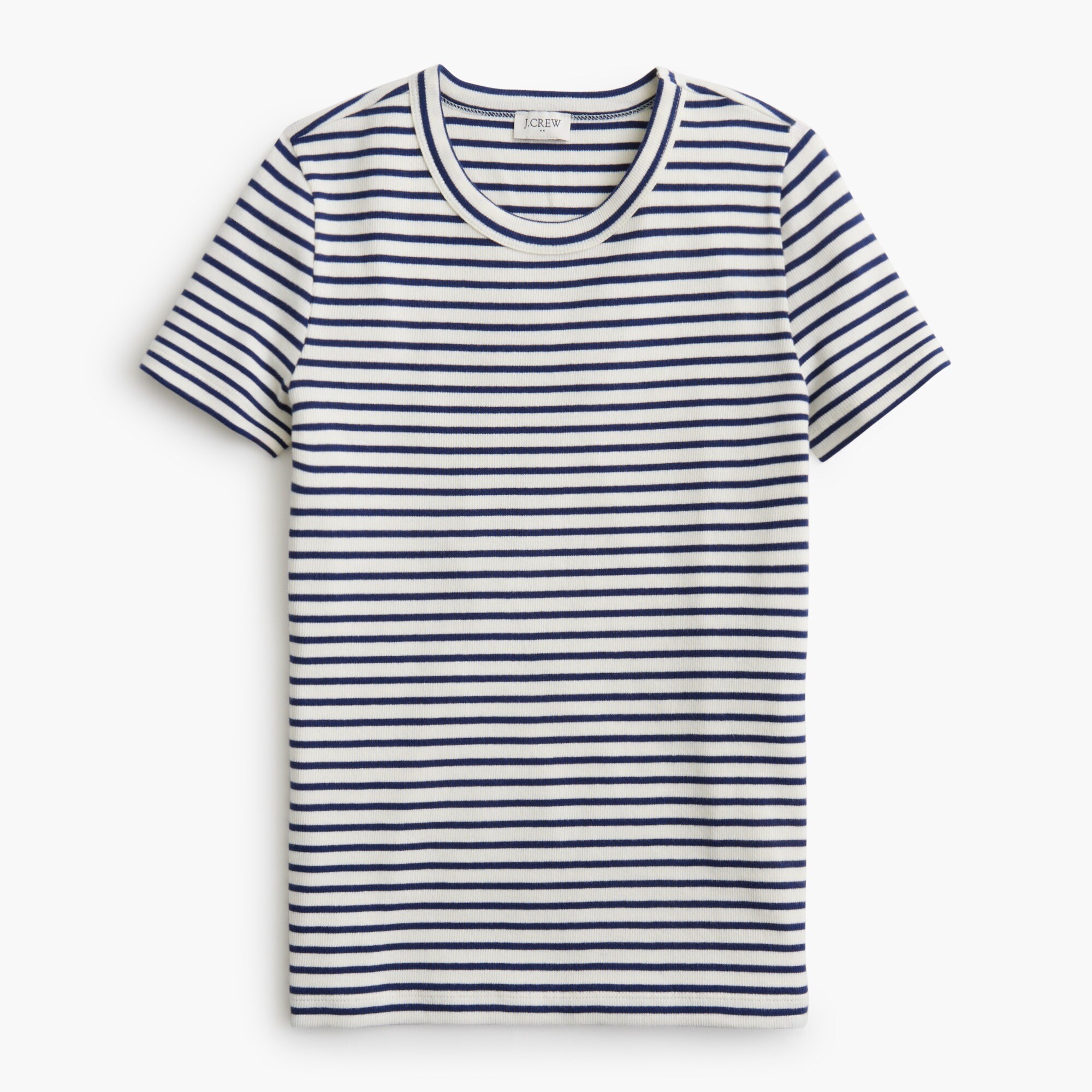 Striped ribbed crewneck tee