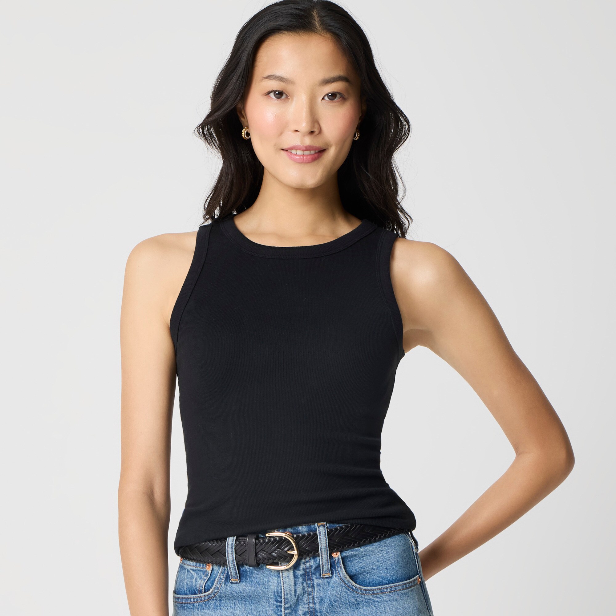 Ribbed high-neck tank top