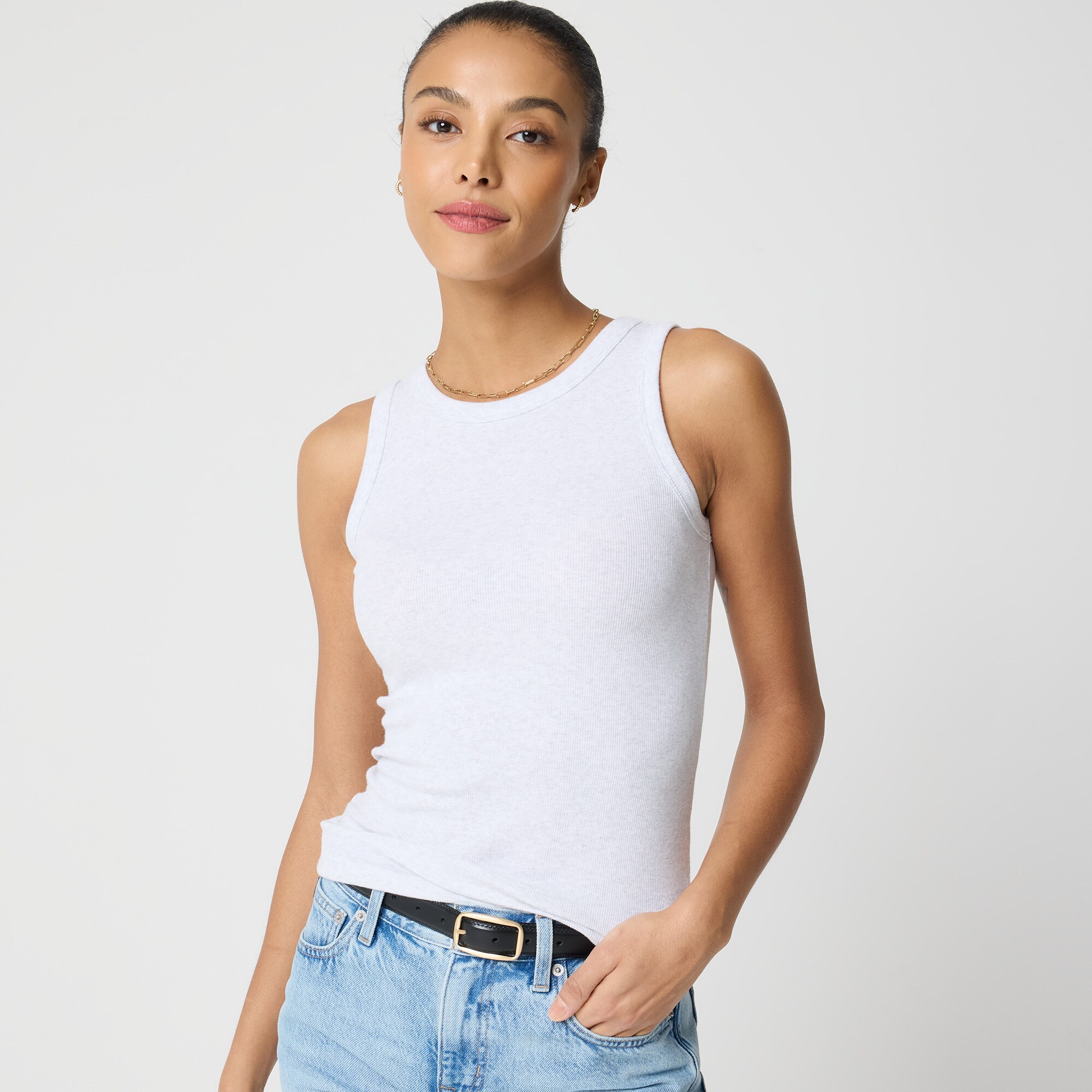 Ribbed high-neck tank top