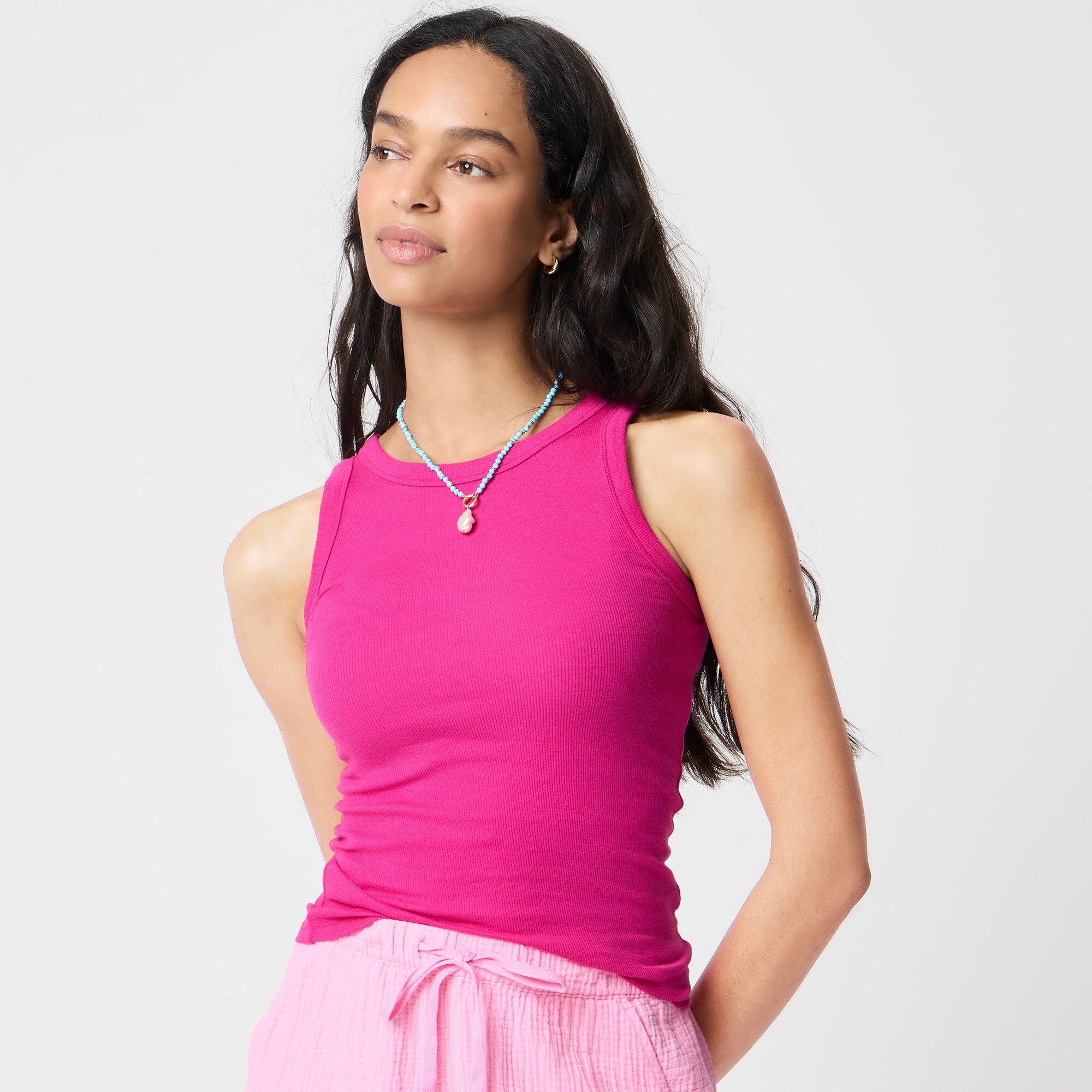 Ribbed high-neck tank top