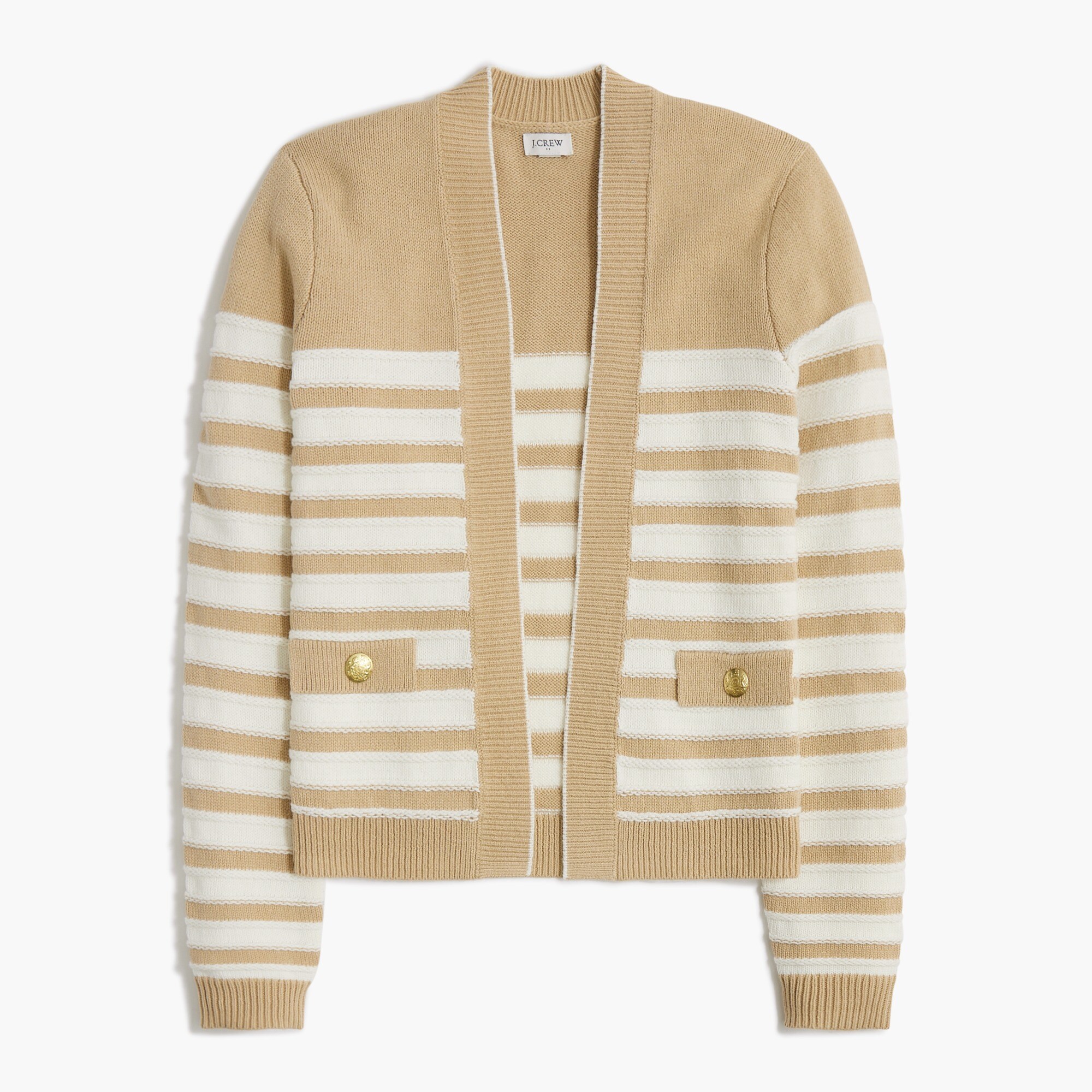 Striped open cardigan sweater