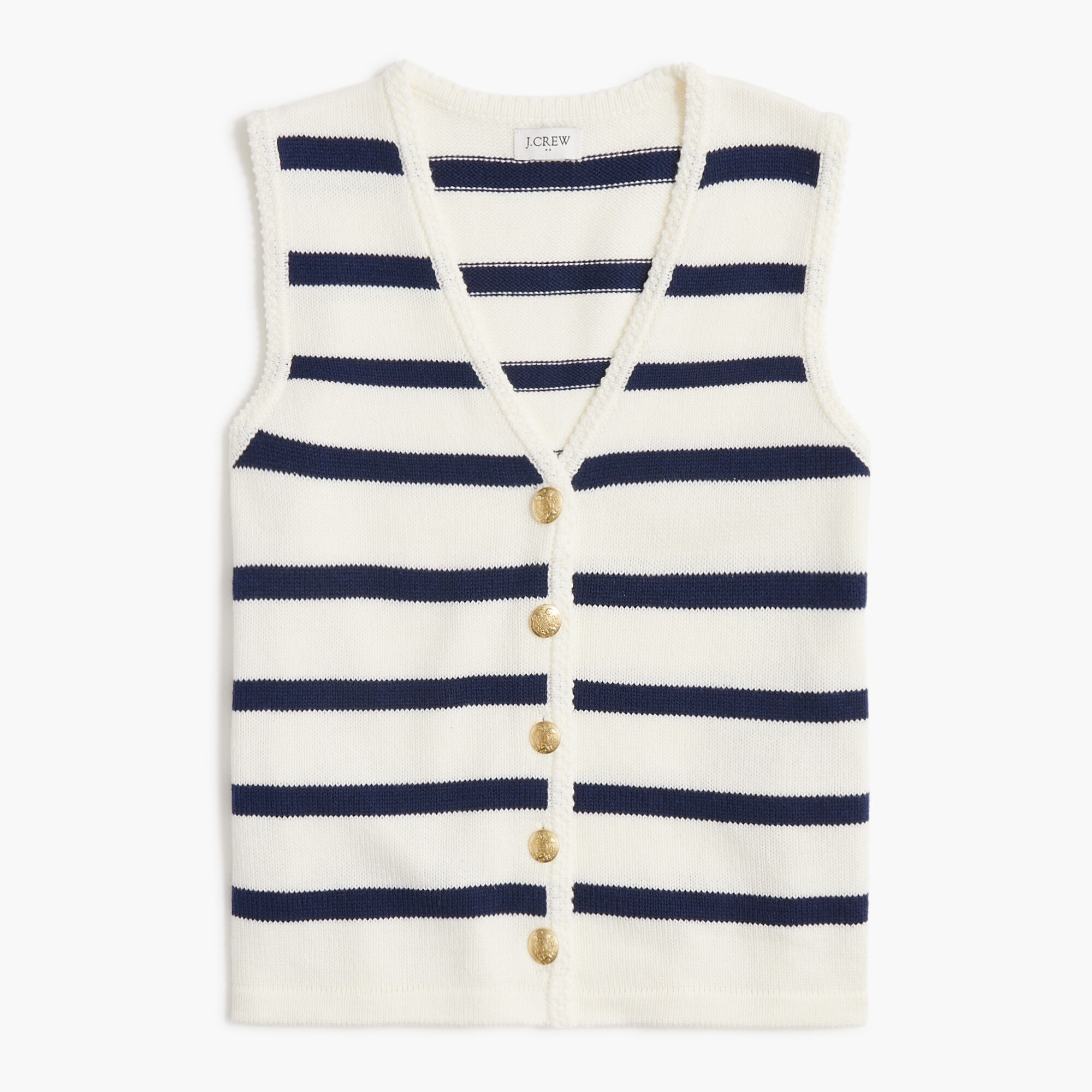striped button sweater-vest for women