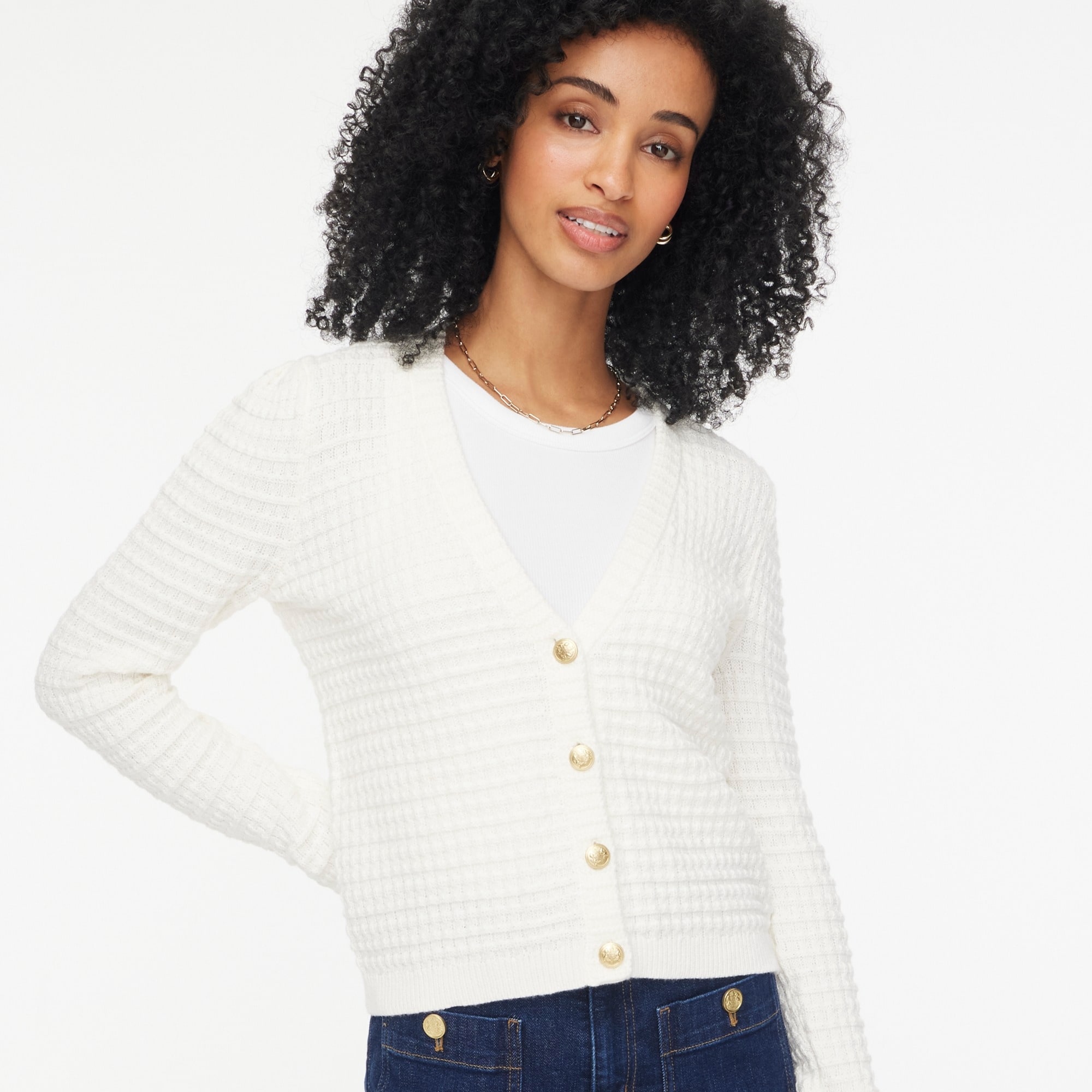 Textured cardigan sweater