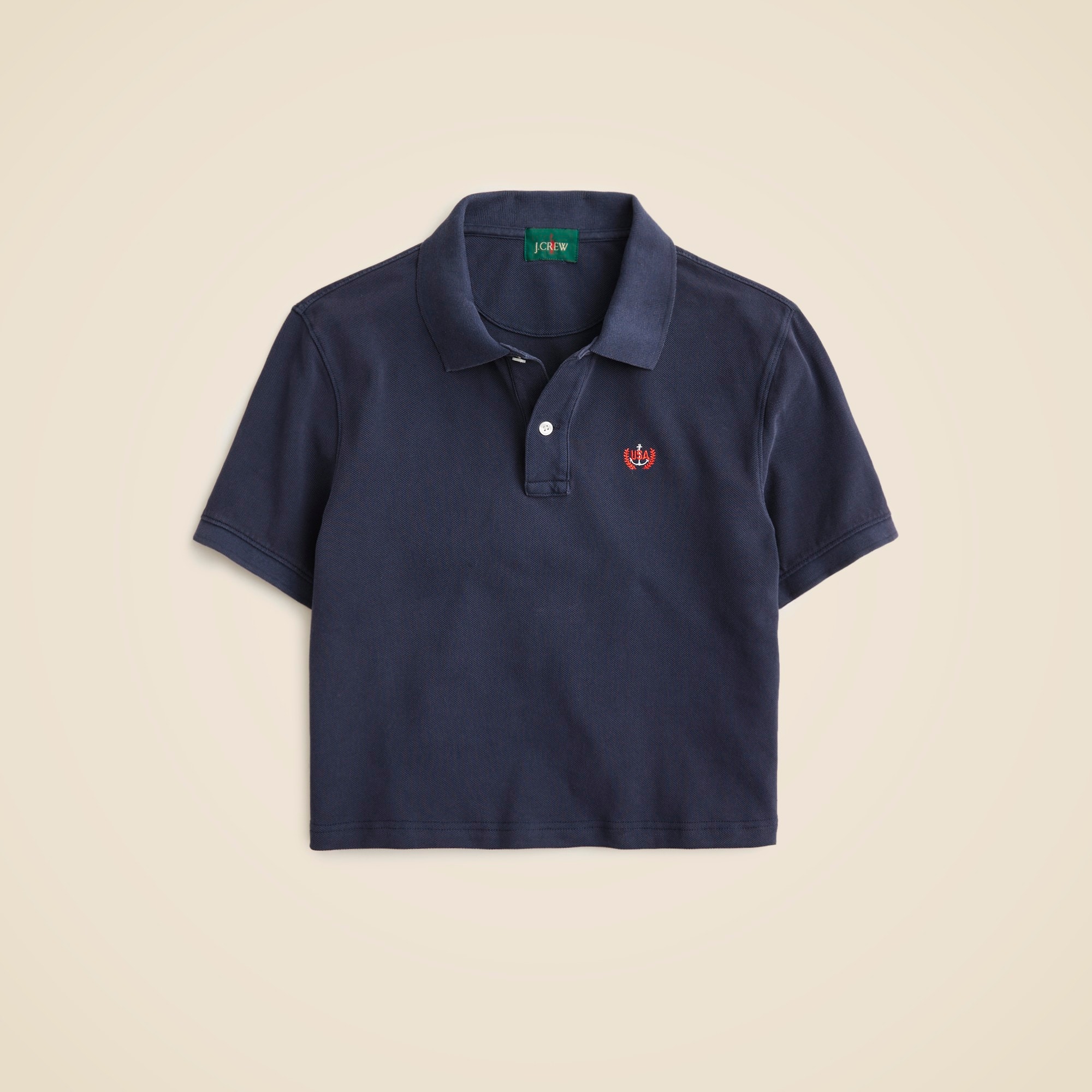  Limited-edition USA Swimming&reg; X J.Crew cropped piqu&eacute; polo shirt