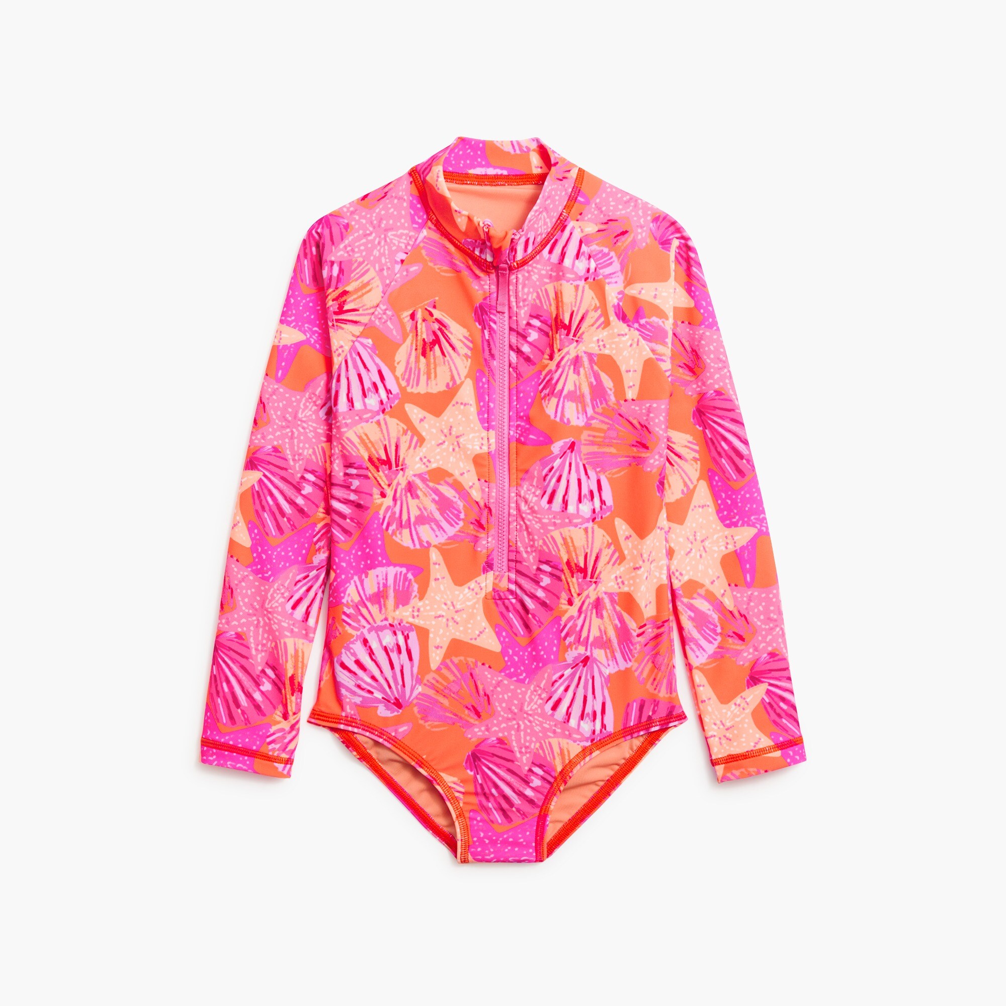 girls' seashell rash guard swimsuit for girls