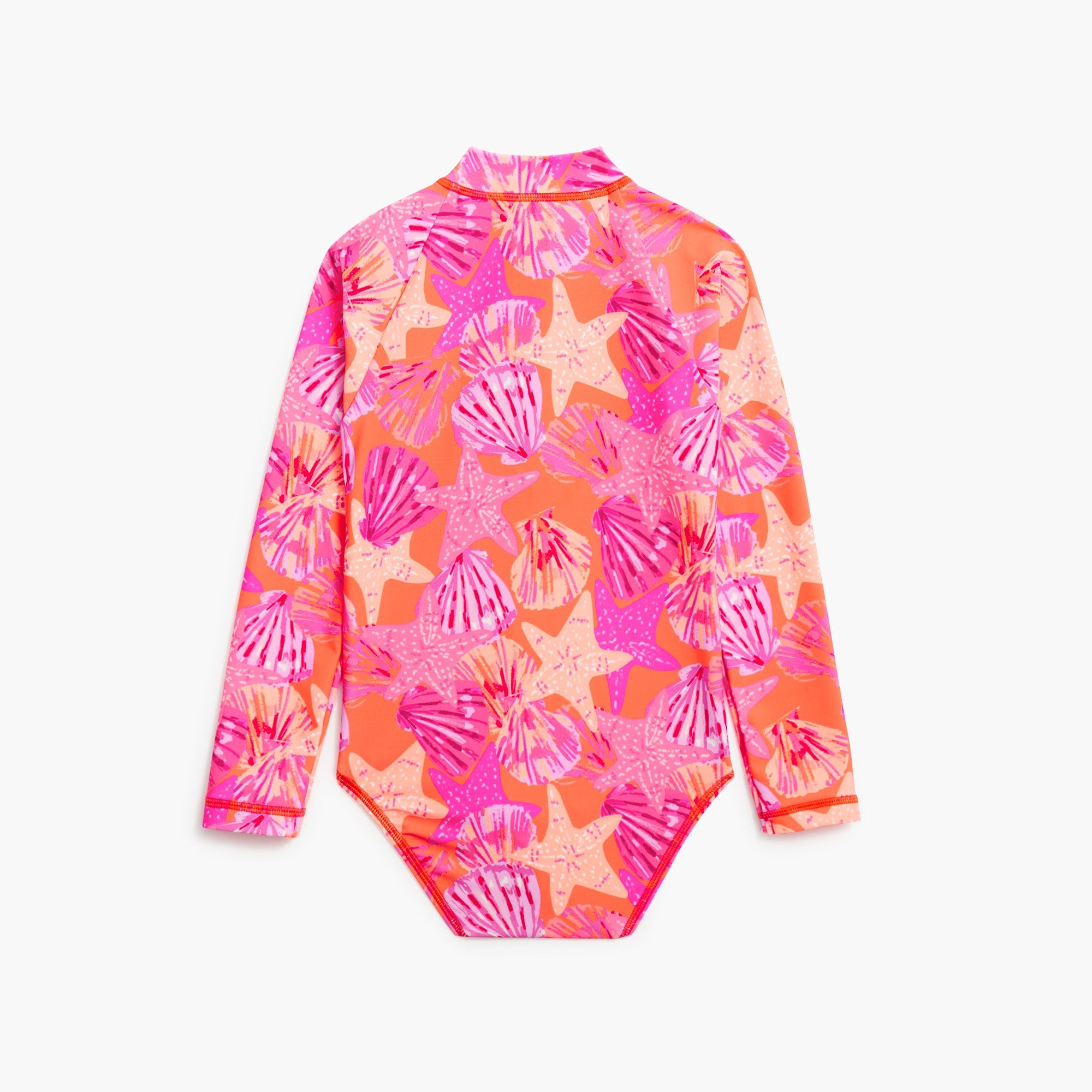 Girls' seashell rash guard swimsuit