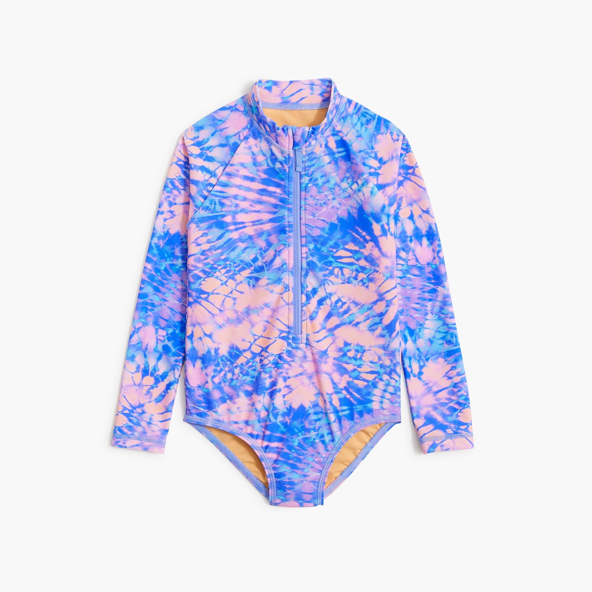 Girls' tie-dye rash guard swimsuit