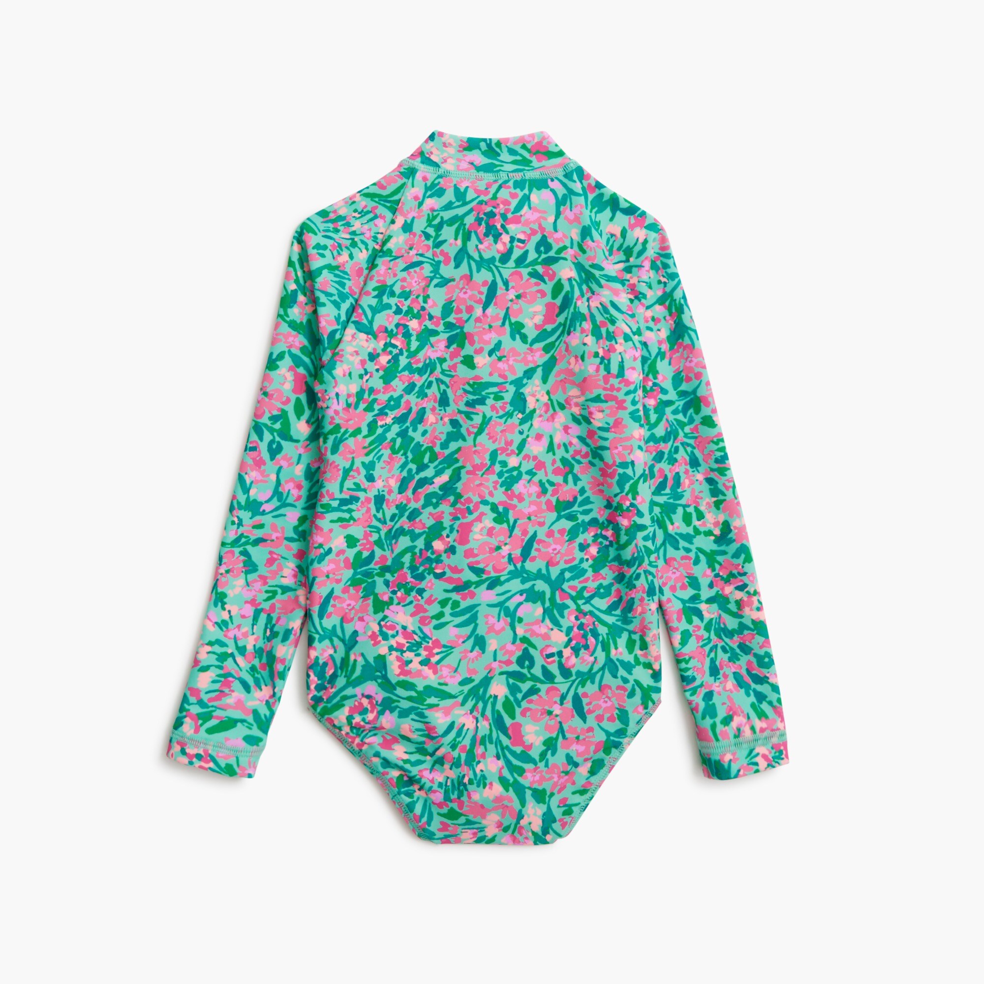 Girls' floral rash guard swimsuit
