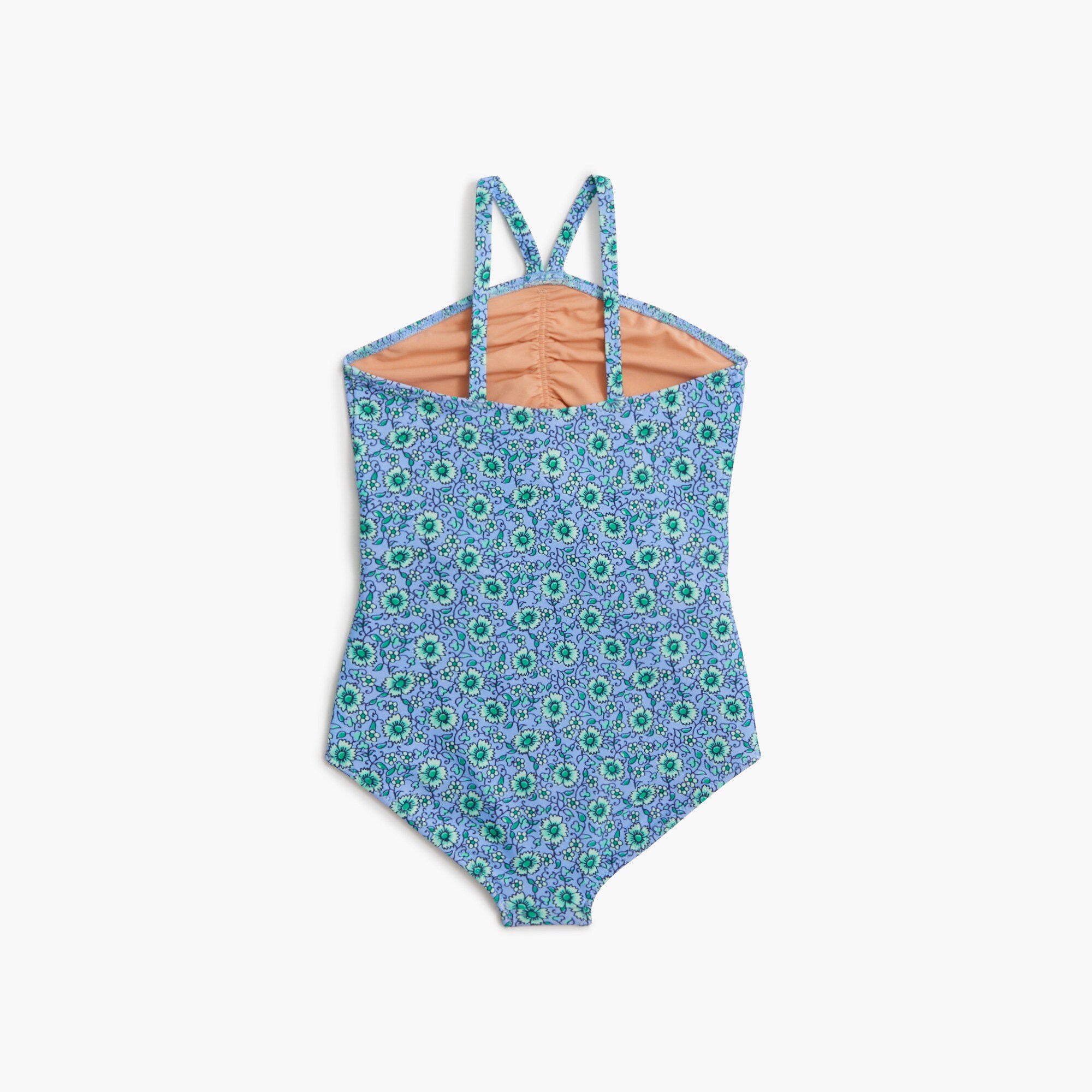 Girls' block-print one-piece swimsuit