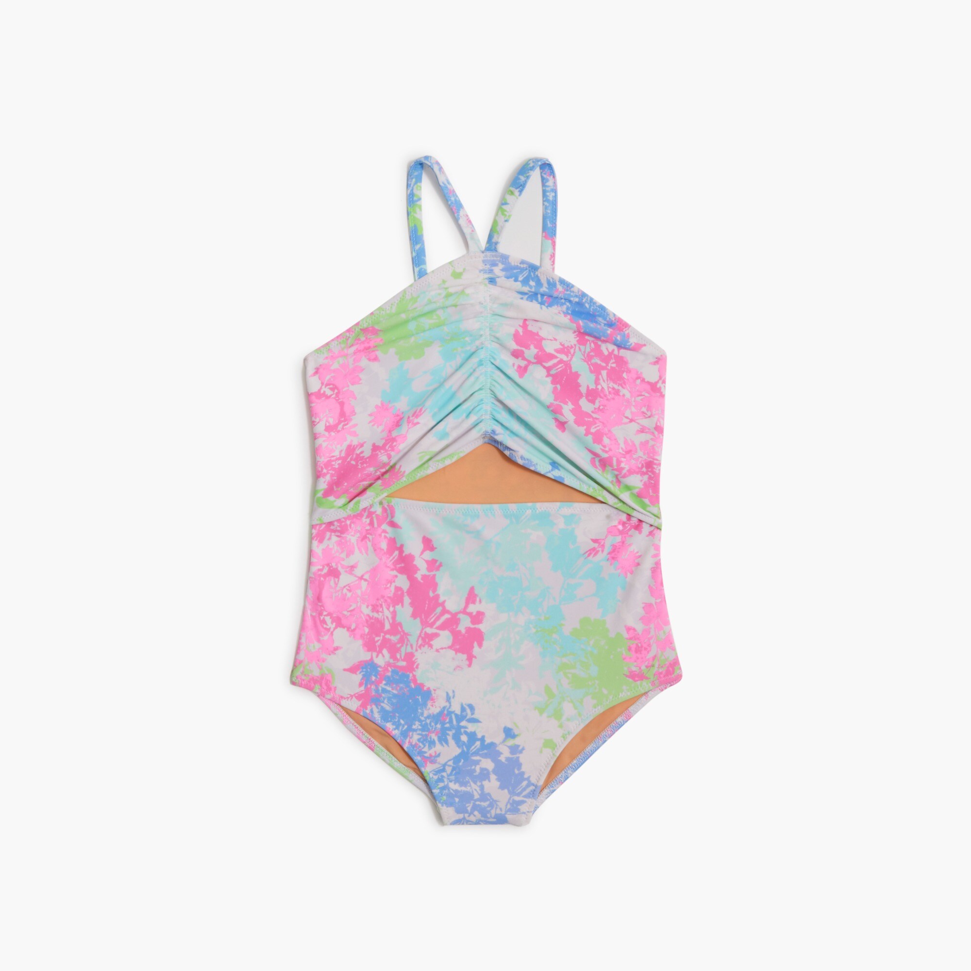 Girls' floral one-piece swimsuit