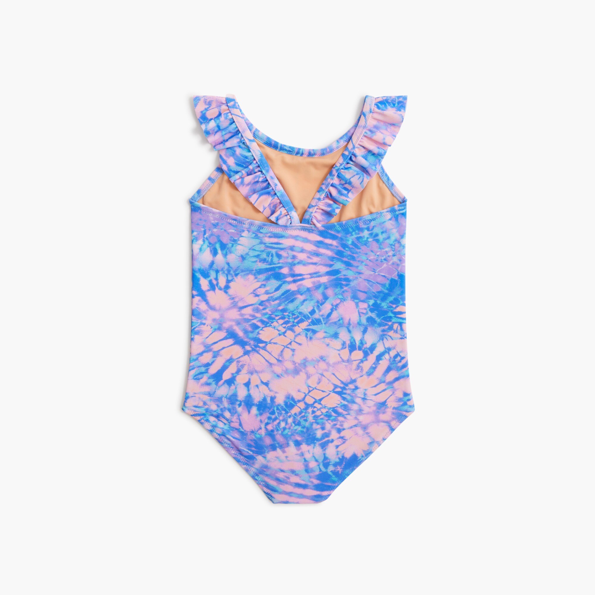 Girls' tie-dye ruffle-strap one-piece swimsuit