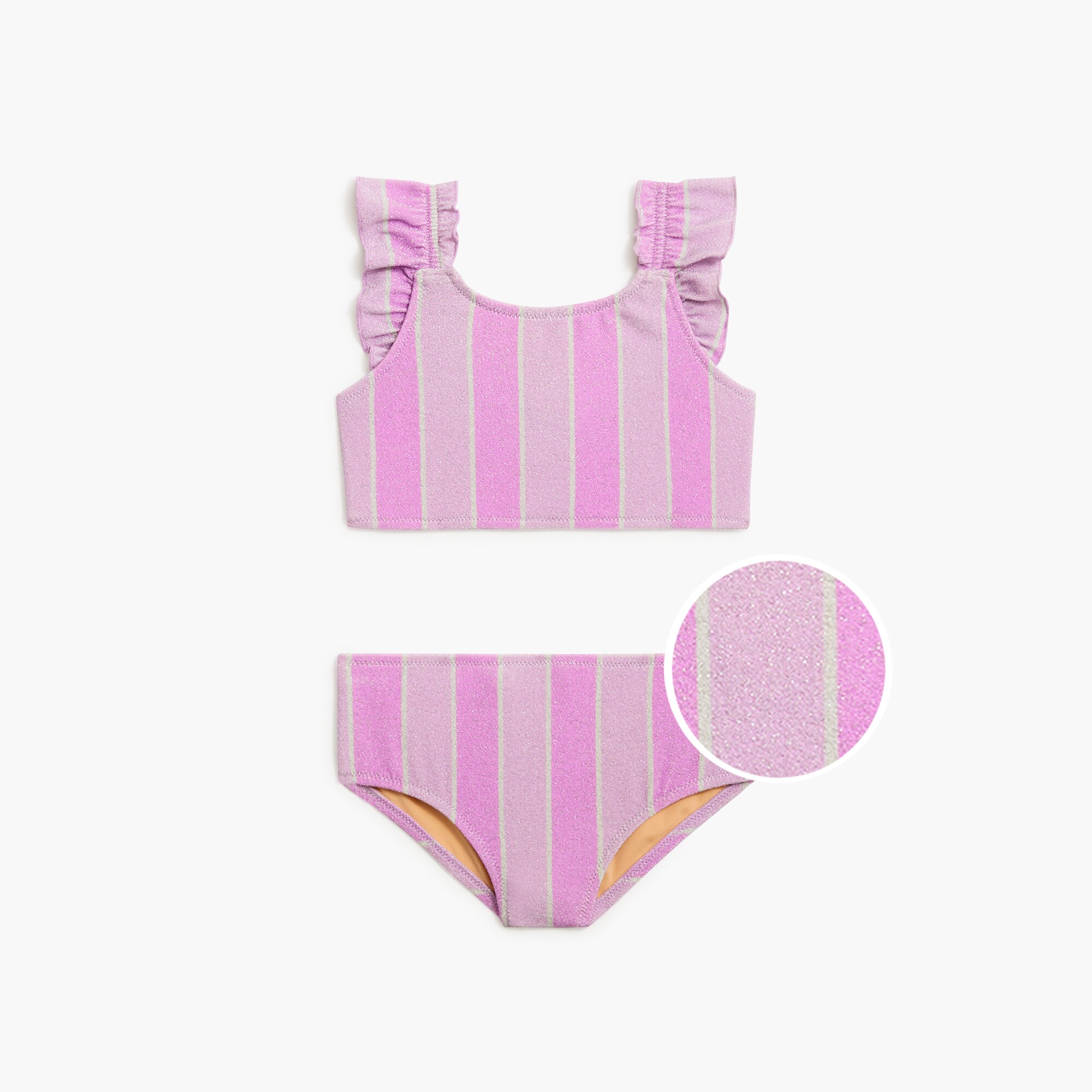 girls' shimmer-stripe ruffle bikini set for girls