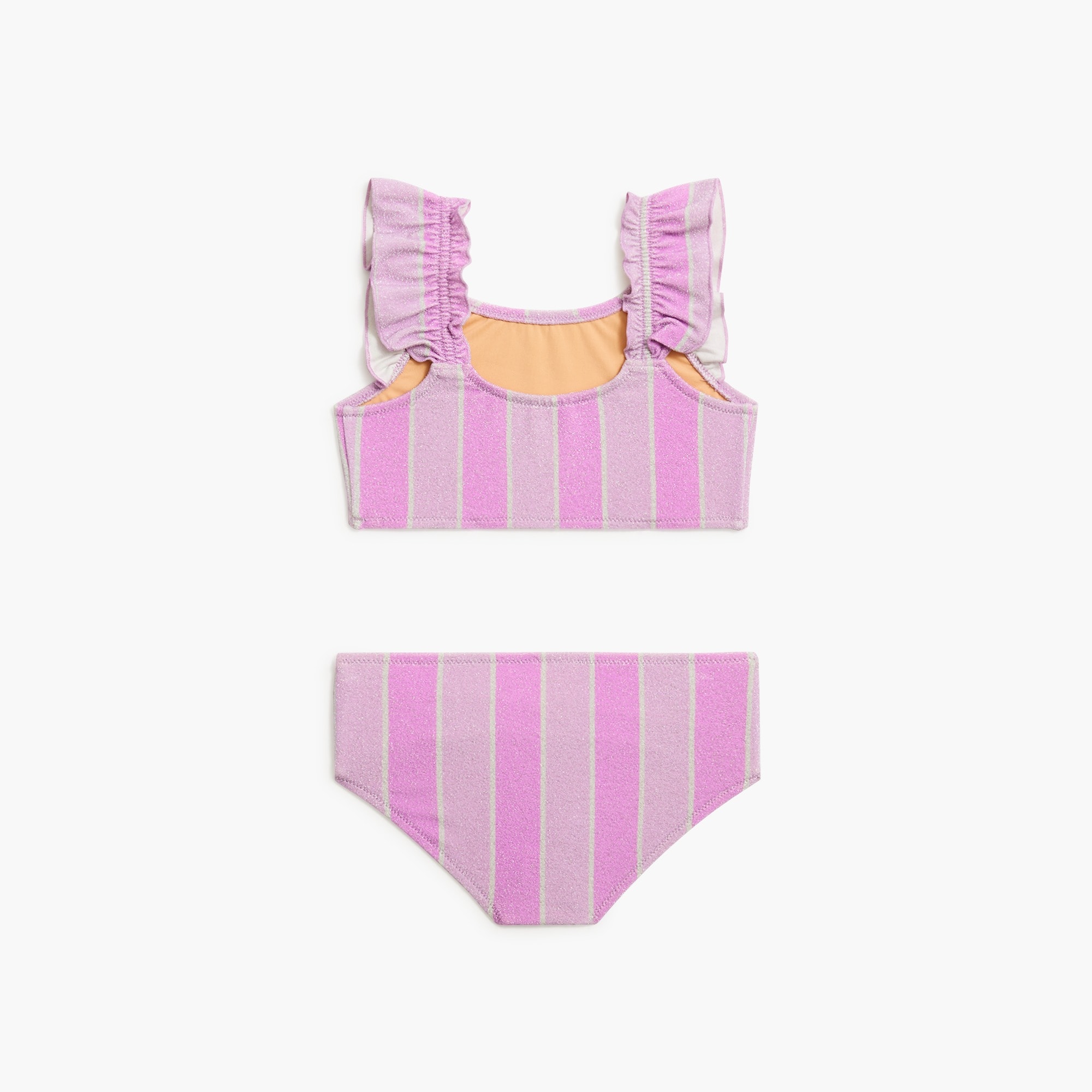 Girls' Shimmer-stripe Ruffle Bikini Set For Girls | Factory
