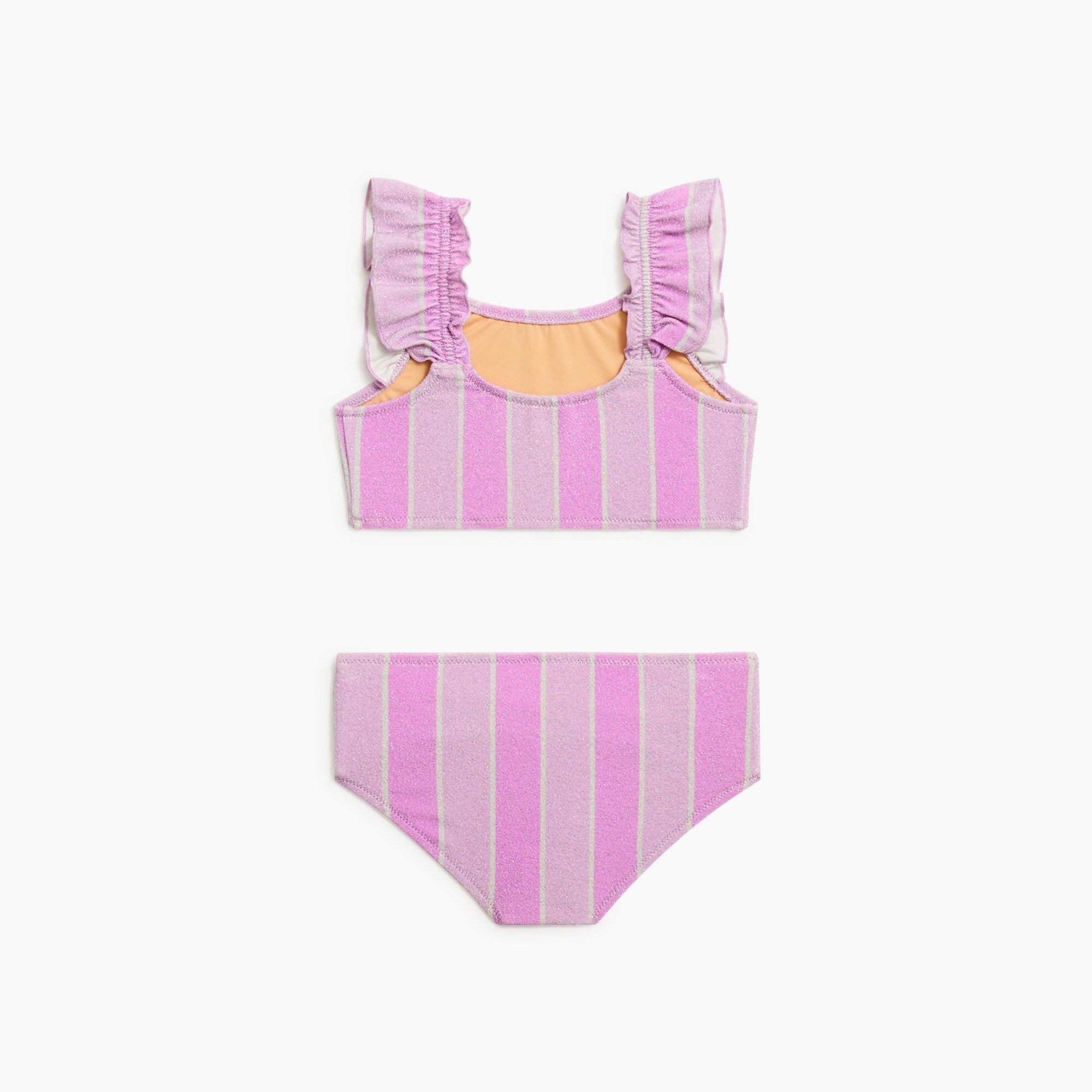 Girls' shimmer-stripe ruffle bikini set