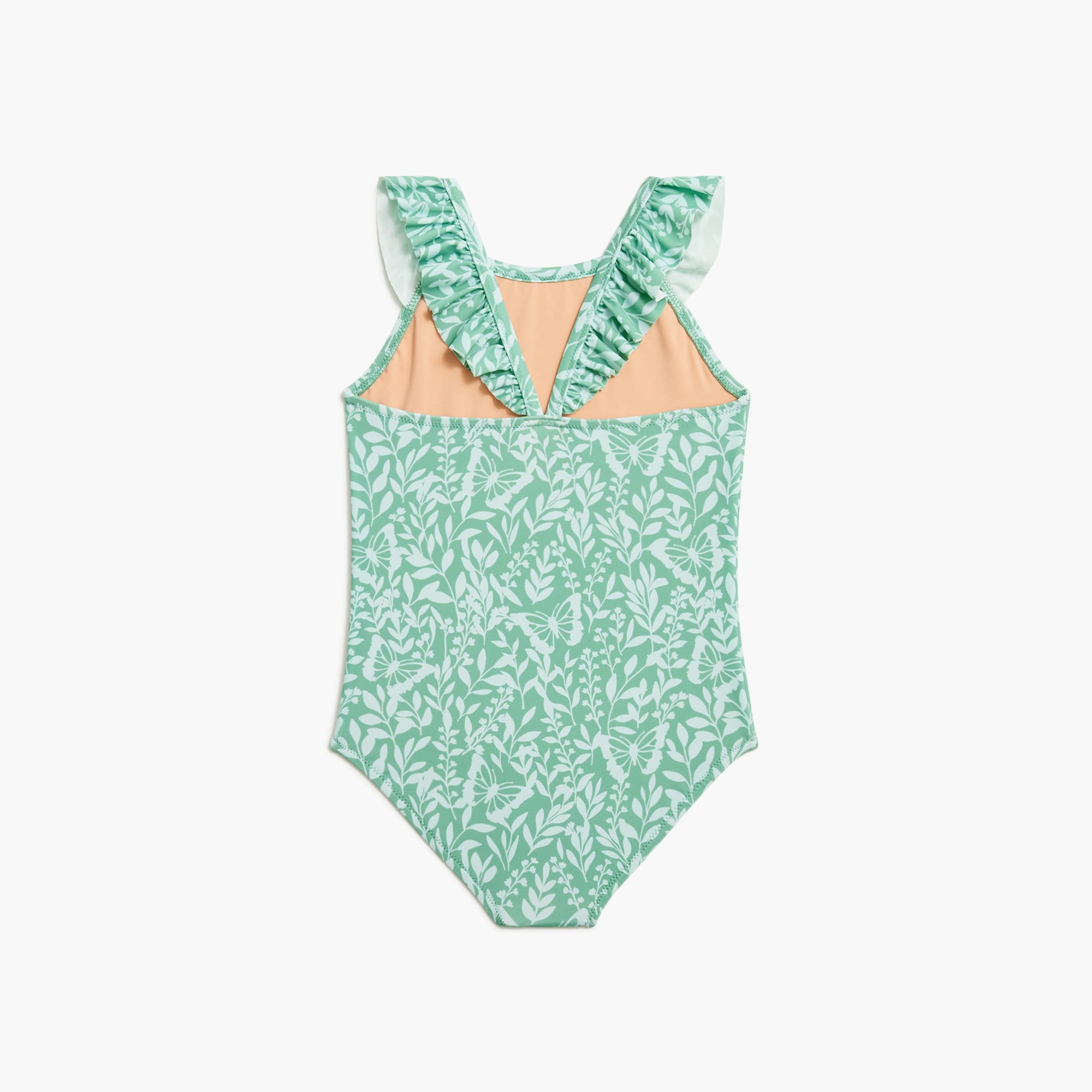 Girls' spring meadow ruffle-strap one-piece swimsuit