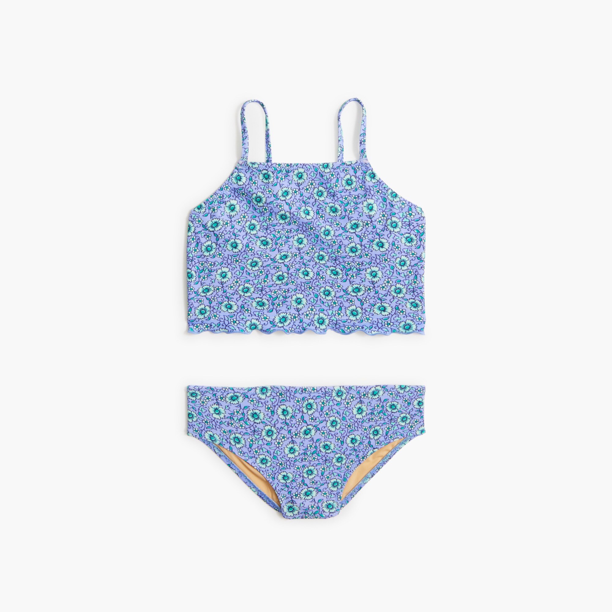 girls' block-print tankini set for girls