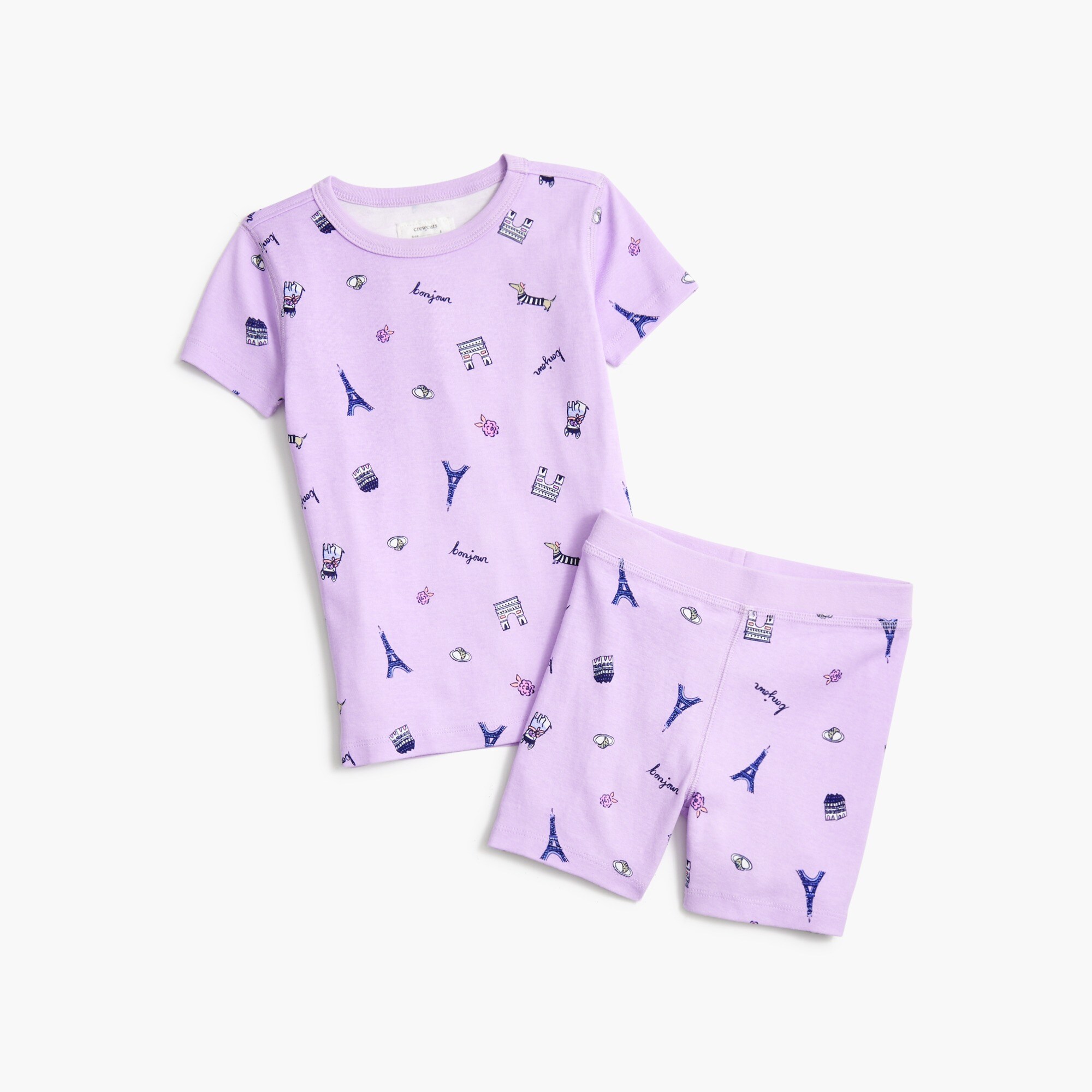  Girls' short-sleeve Paris pajama set