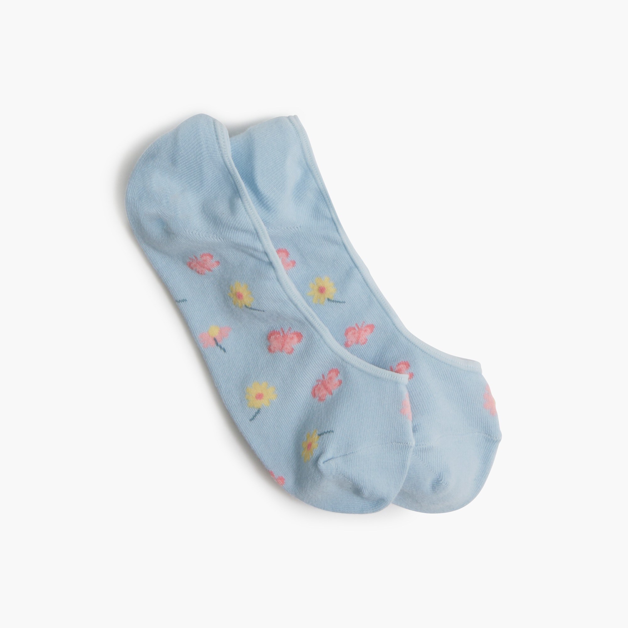 Butterfly and flowers no-show socks