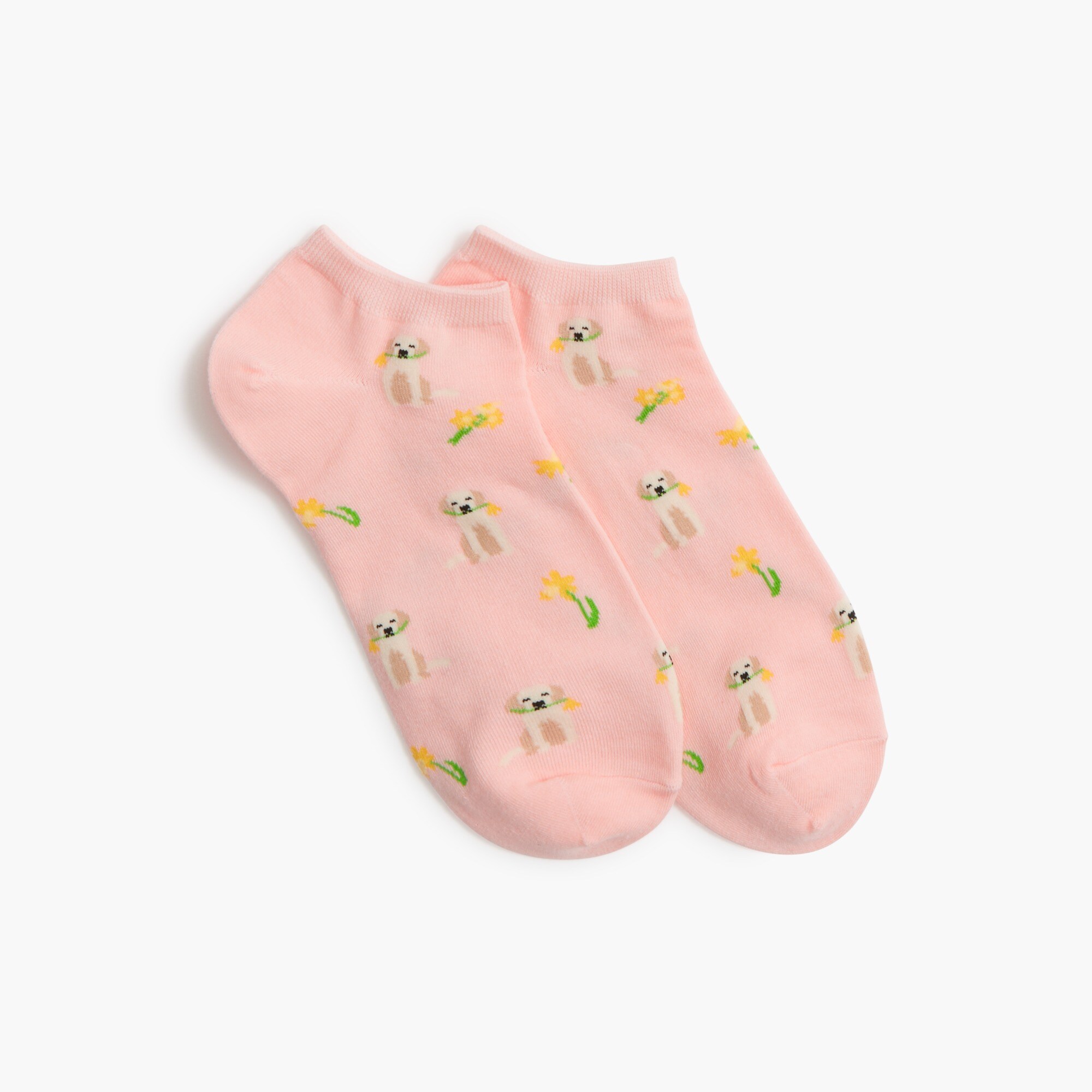 womens Dog with flower ankle socks