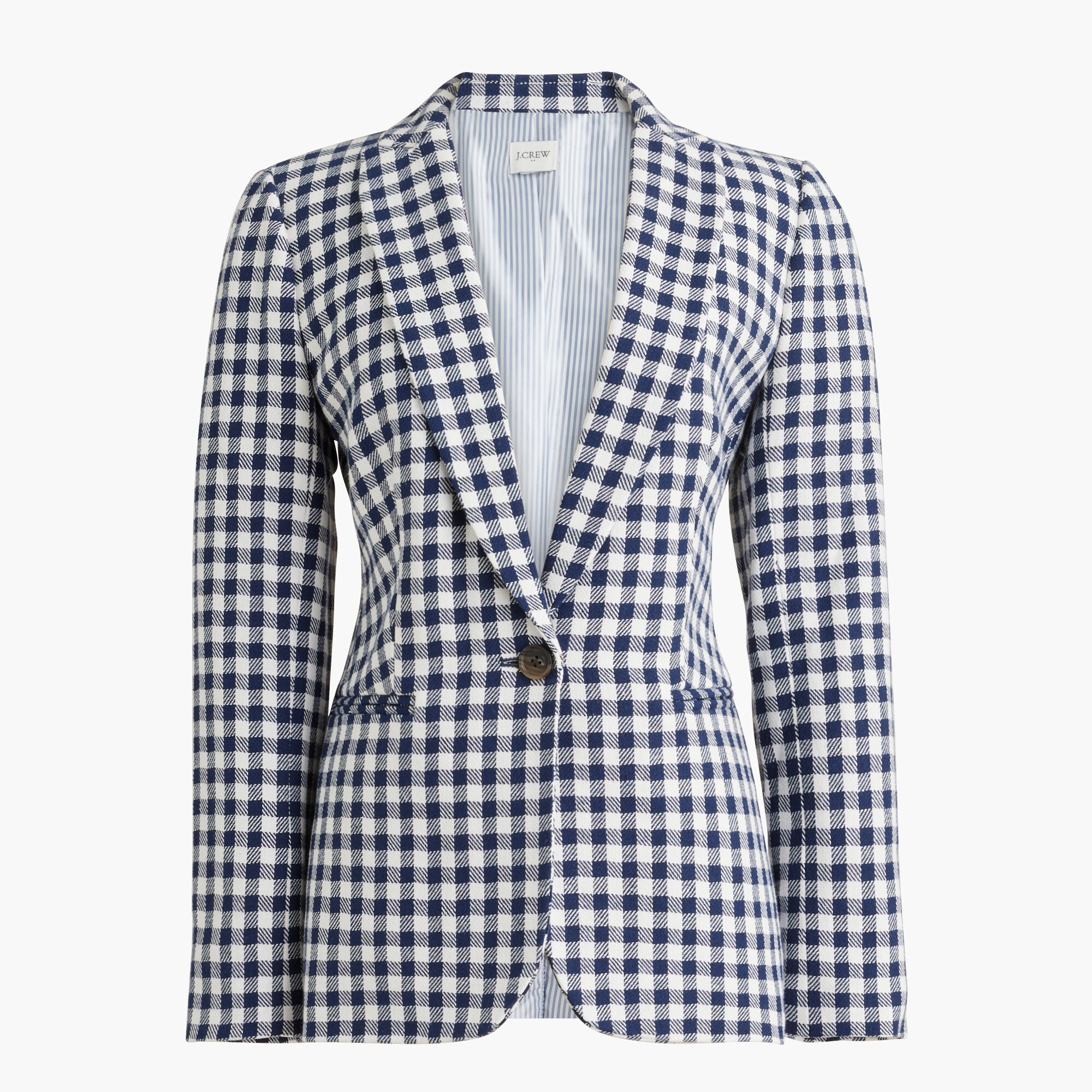 Gingham one-button blazer