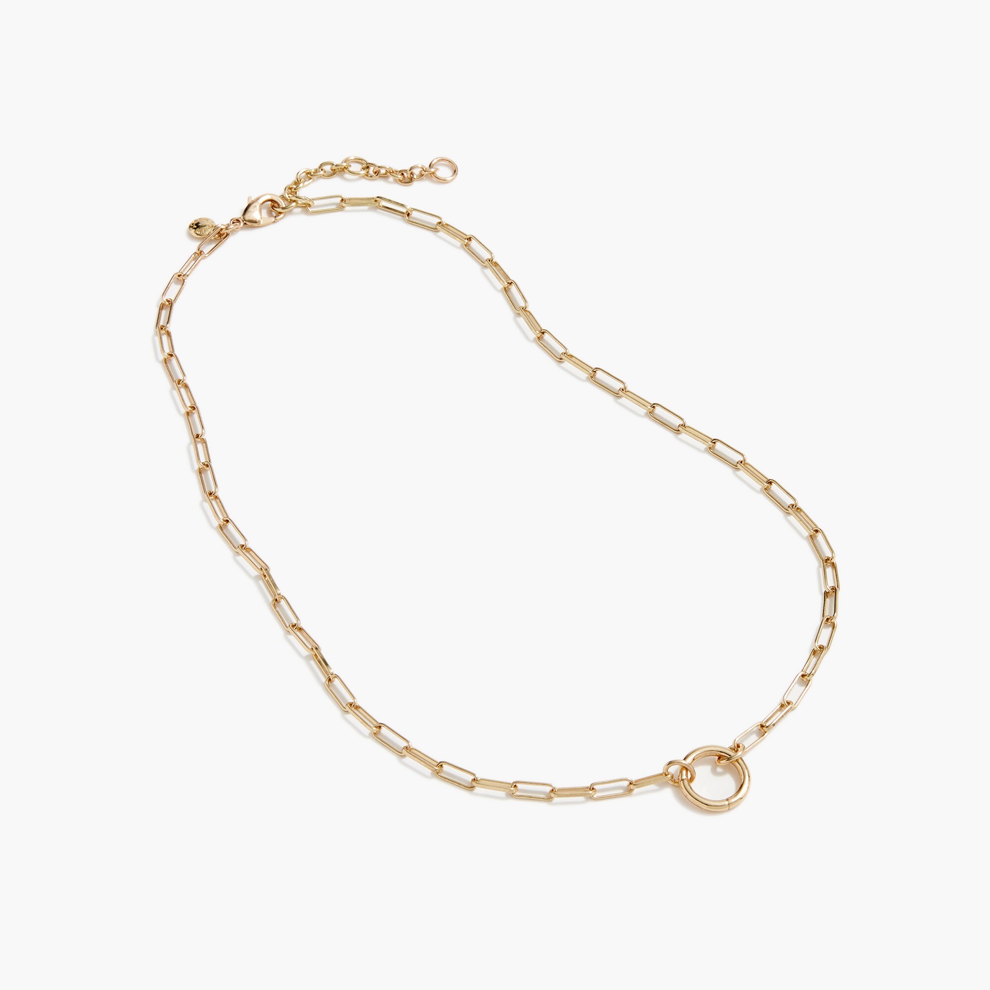 paper-clip charm chainlink necklace with ring for women