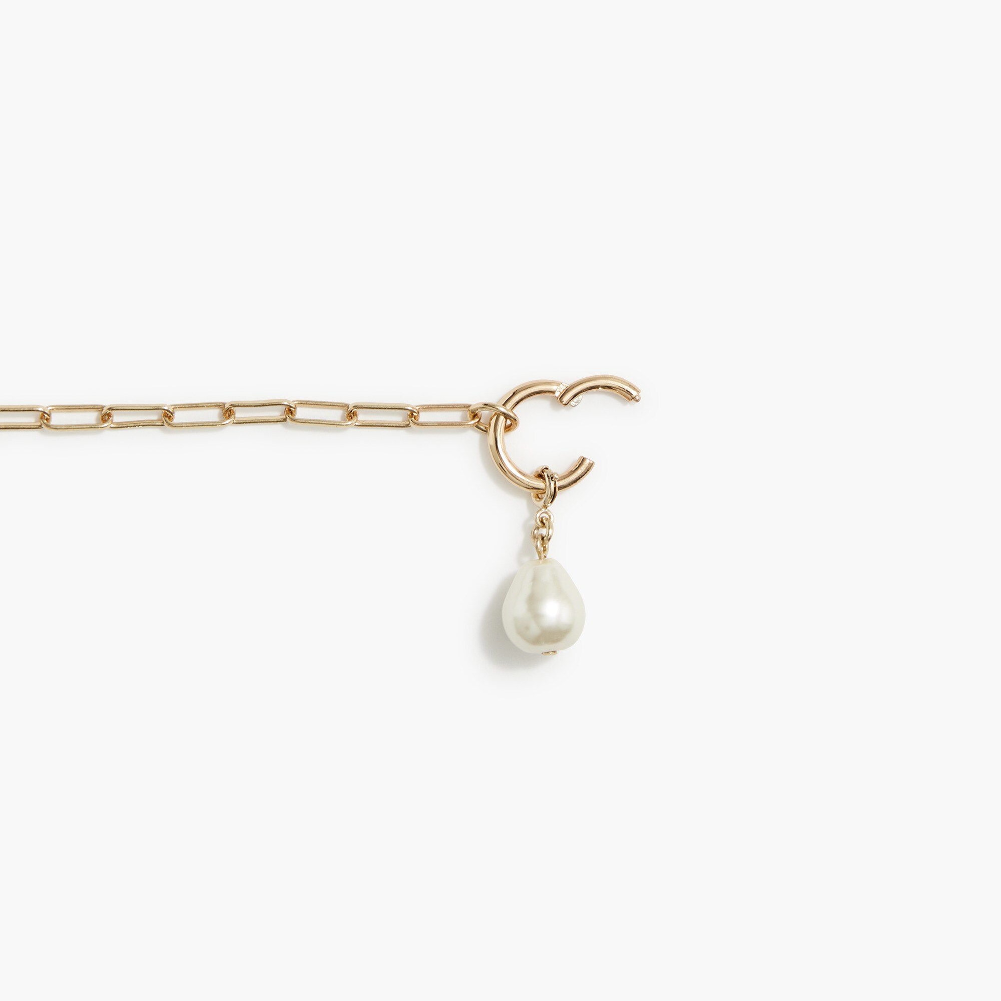 Paper-clip charm link chain necklace with ring
