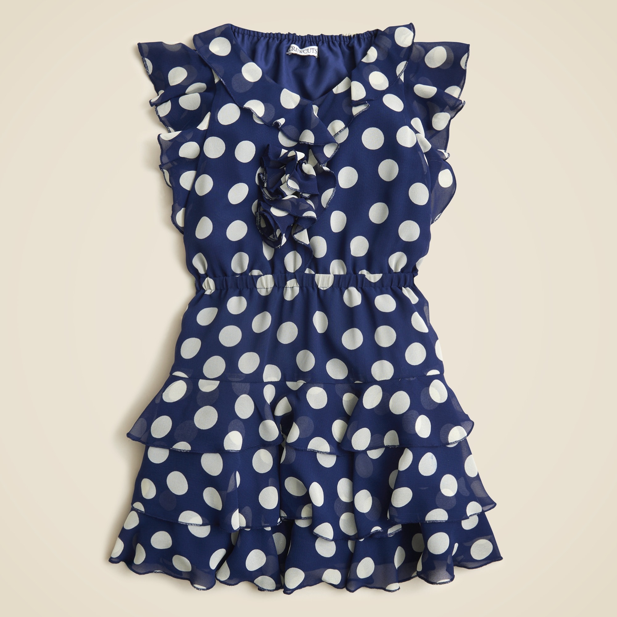 girls Girls' ruffle-trim dress in chiffon dot