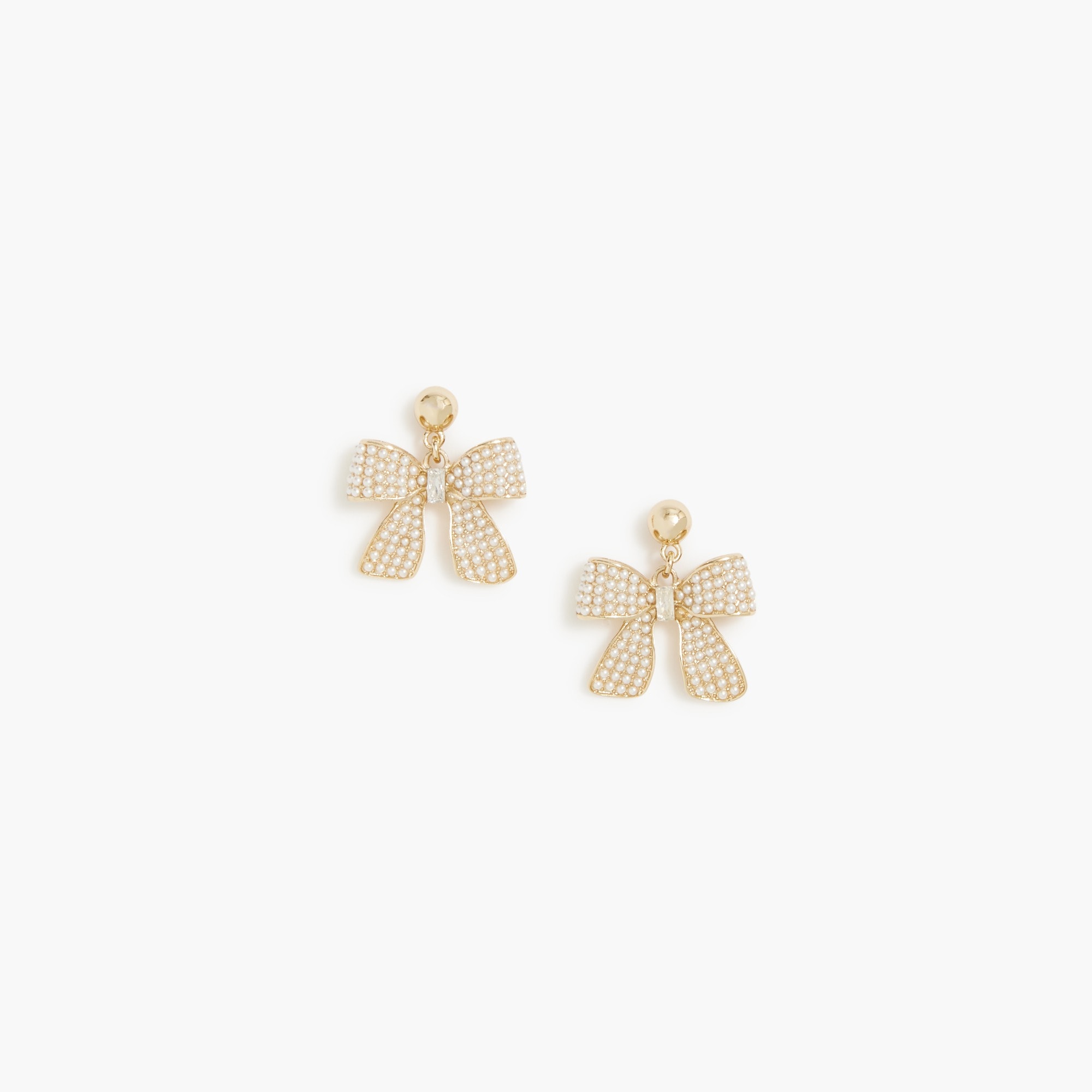 Pearl pavé bow earrings